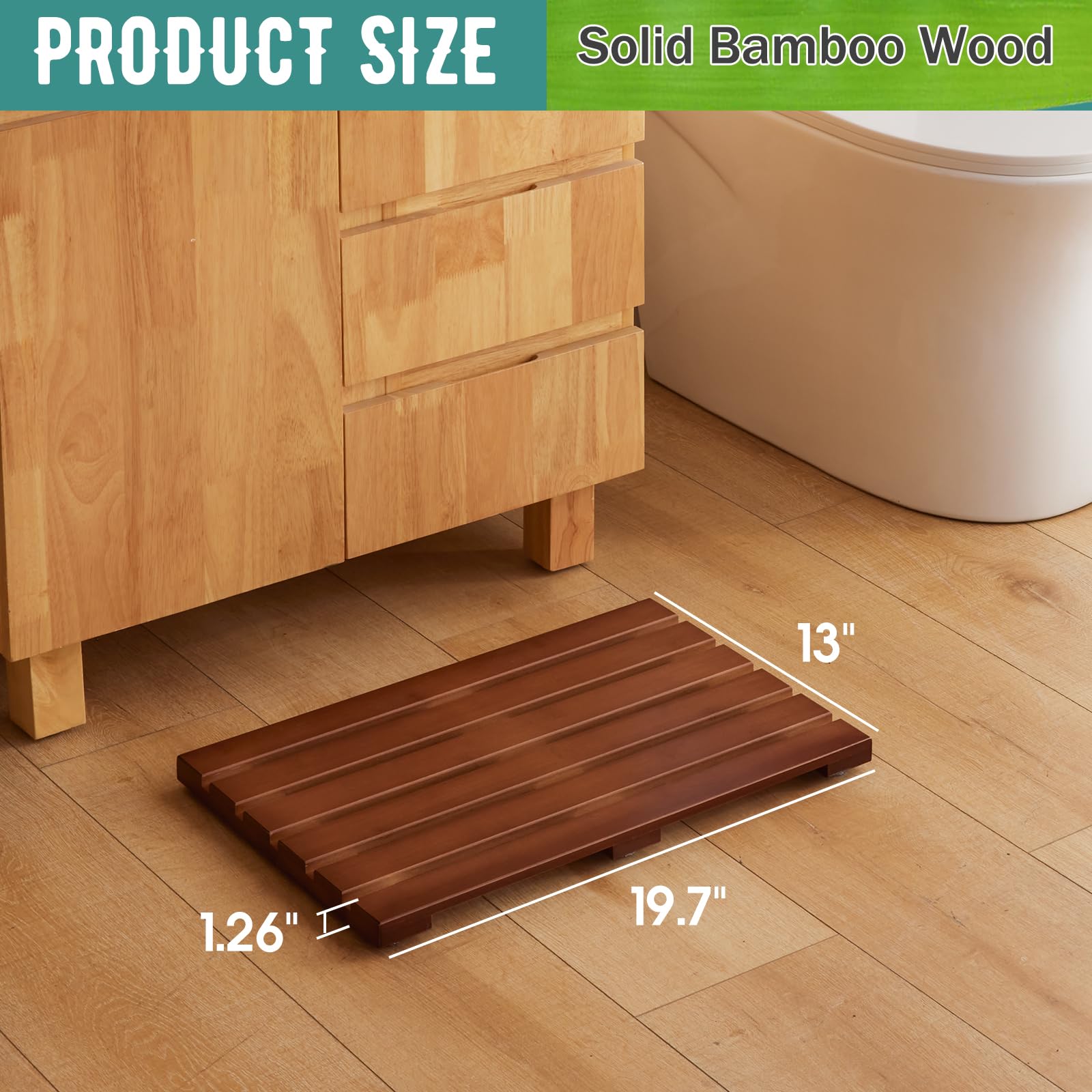 Bath Mat For Shower, Wooden Floor Mat For Bathroom,Non-Slip | Heavy Duty, Shower Mat For Indoor Outdoor