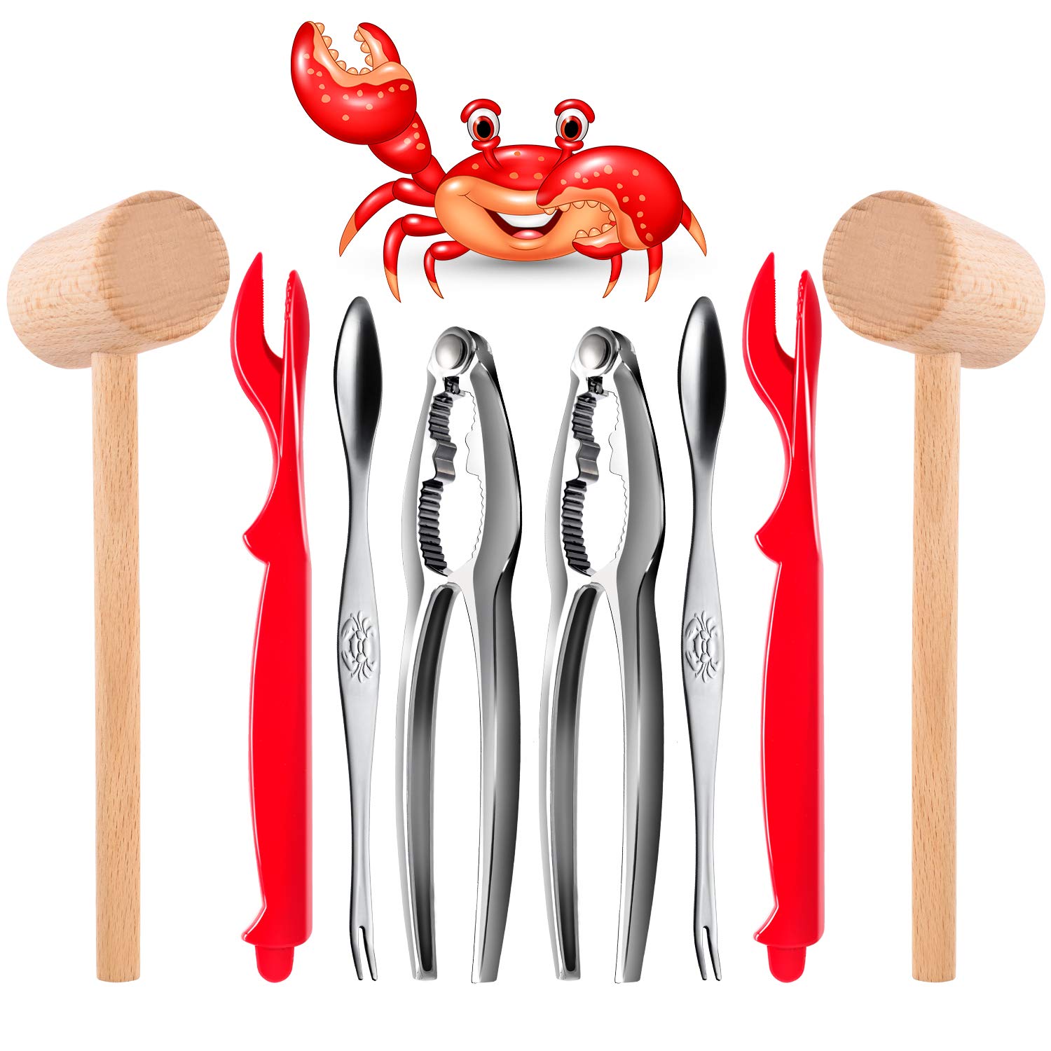 Crab Crackers And Tools - Crab Leg Crackers And Tools Including 2 Lobster Crab Crackers 2 Lobster Shell Forks 2 Seafood Forks 2