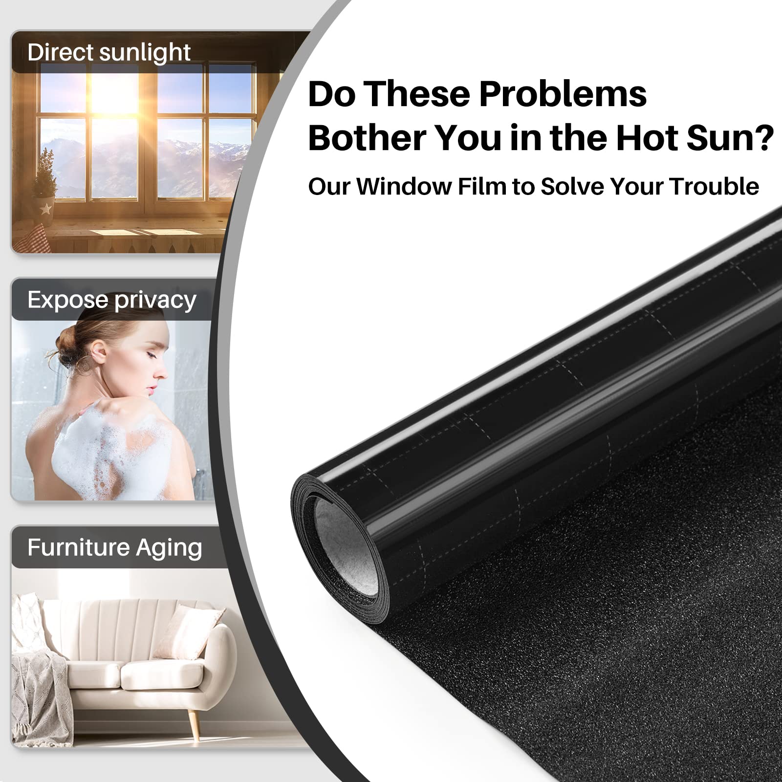 Coavas One Way Window Privacy Film, Reflective Window Tint for Home See Out Not in, Sun Blocking Anti UV Static Cling Glass Wind