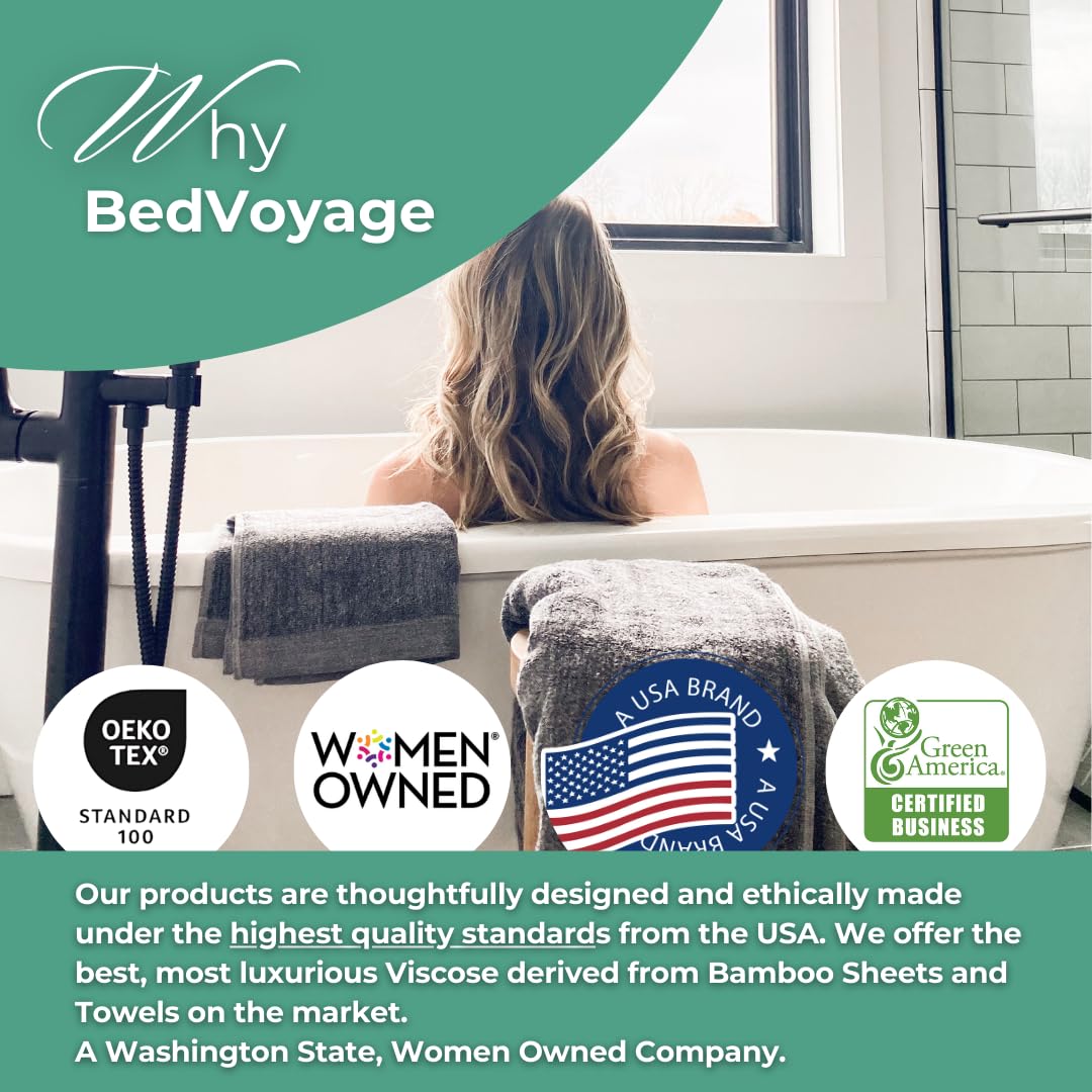 Bedvoyage Luxury 3Pc Bath Sheet Towel Set, Extra Large Bathroom Towel, 37X70 Viscose Derived From Bamboo & Cotton, Plush, Super