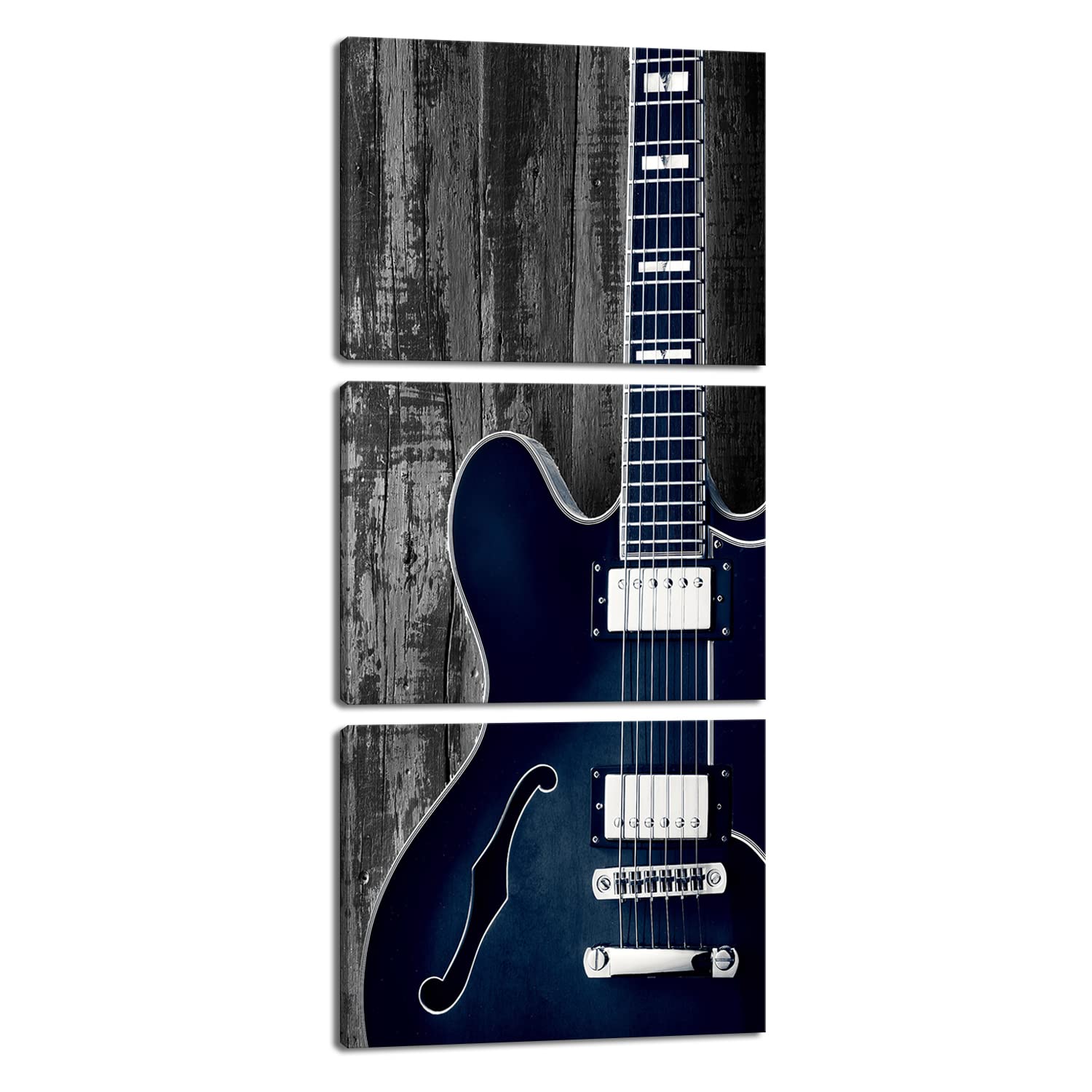 Derkymo 3 Pieces Vintage Guitar Canvas Wall Art Music Theme Picture For Music Studio Classroom Decor Framed Ready To Hang 12''X1