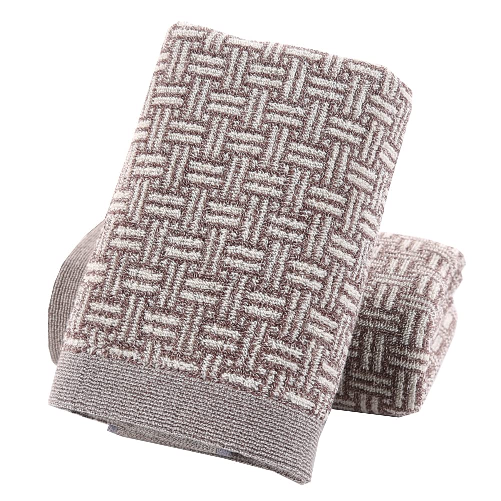 Pidada Hand Towels Set Of 2 100% Cotton Checkered Pattern Absorbent Soft Decorative Towel For Bathroom 13.4 X 29.1 Inch (Brown)