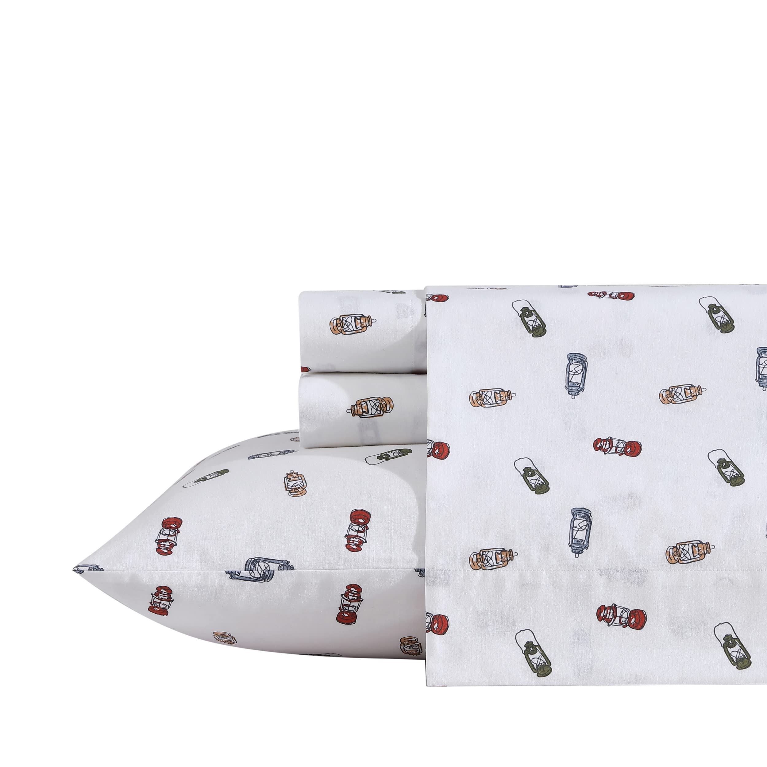 Eddie Bauer - King Sheets, Cotton Percale Bedding Set, Crisp  Cool Home Decor (Explore Lantern White, King)