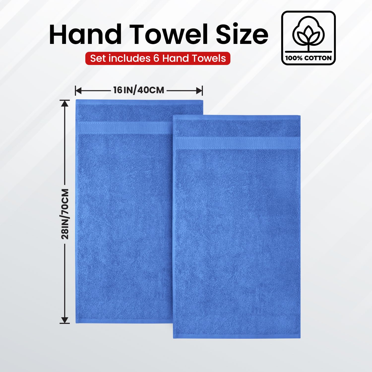 Infinitee Xclusives 100% Cotton Hand Towels For Bathroom - Ultra-Soft & Highly Absorbent, 6-Pack, Gym, Spa & Hotel | Eloquent Bl