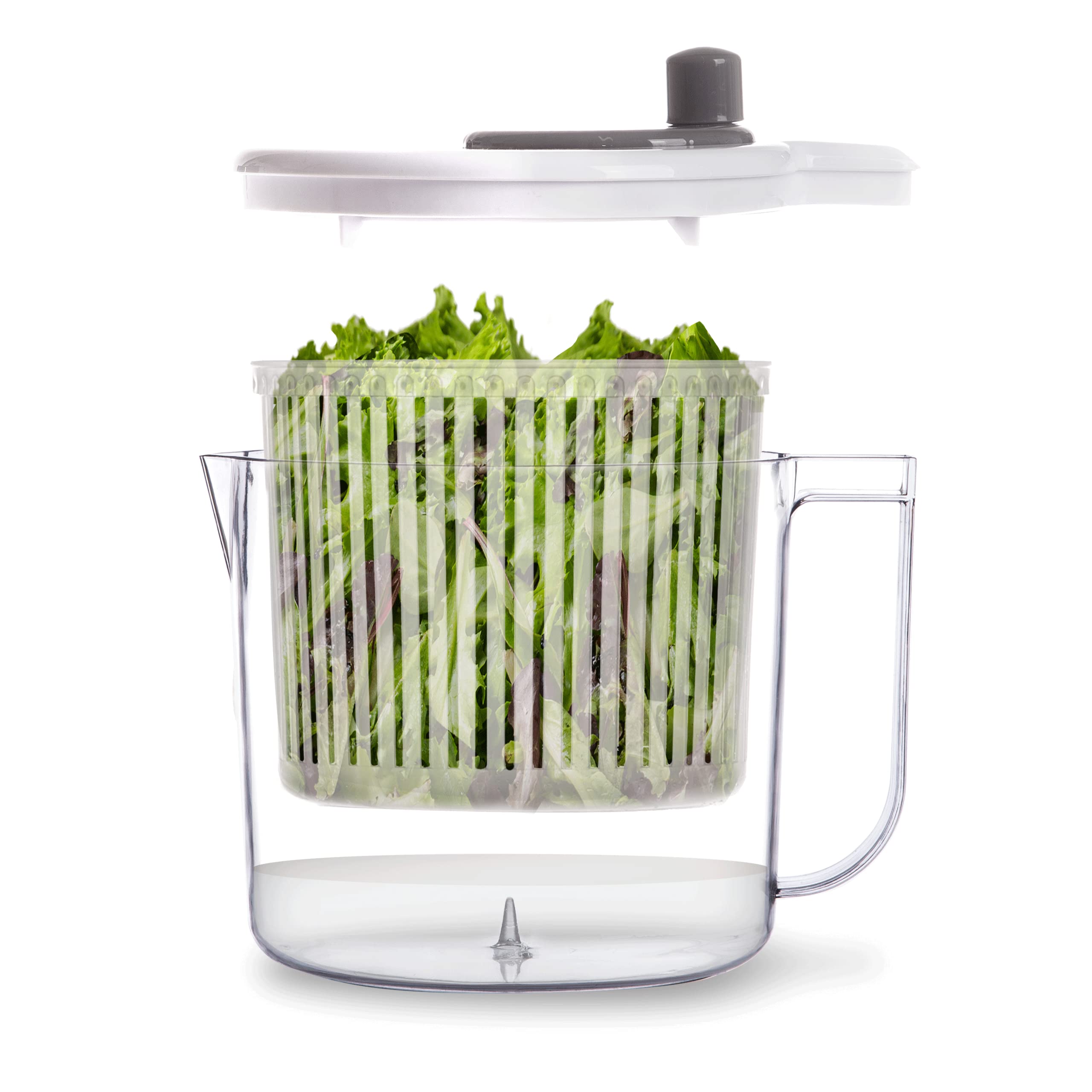 Bino | Salad Spinner - 2.6 Qt | Small Manual Lettuce Spinner With Built-In Draining System | Salad Spinner, Colander, And Water