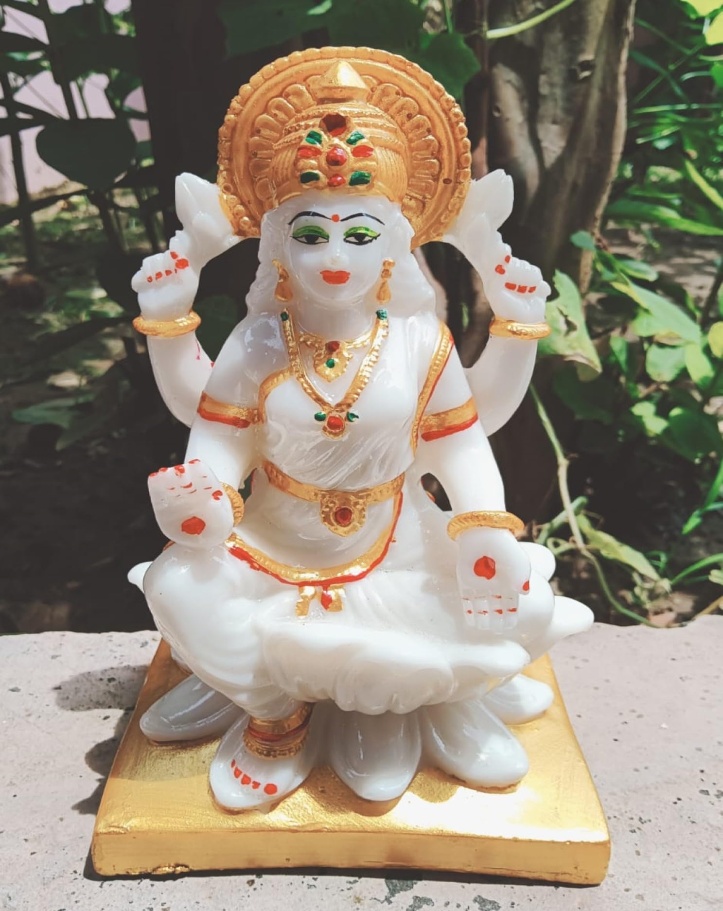 Ani Divine Marble Laxmi Ganesh Statue Laxmi-Ganesh Idols For Home Office Dcor 7 Inch (White) Home Temple Office Diwali Gift Deco
