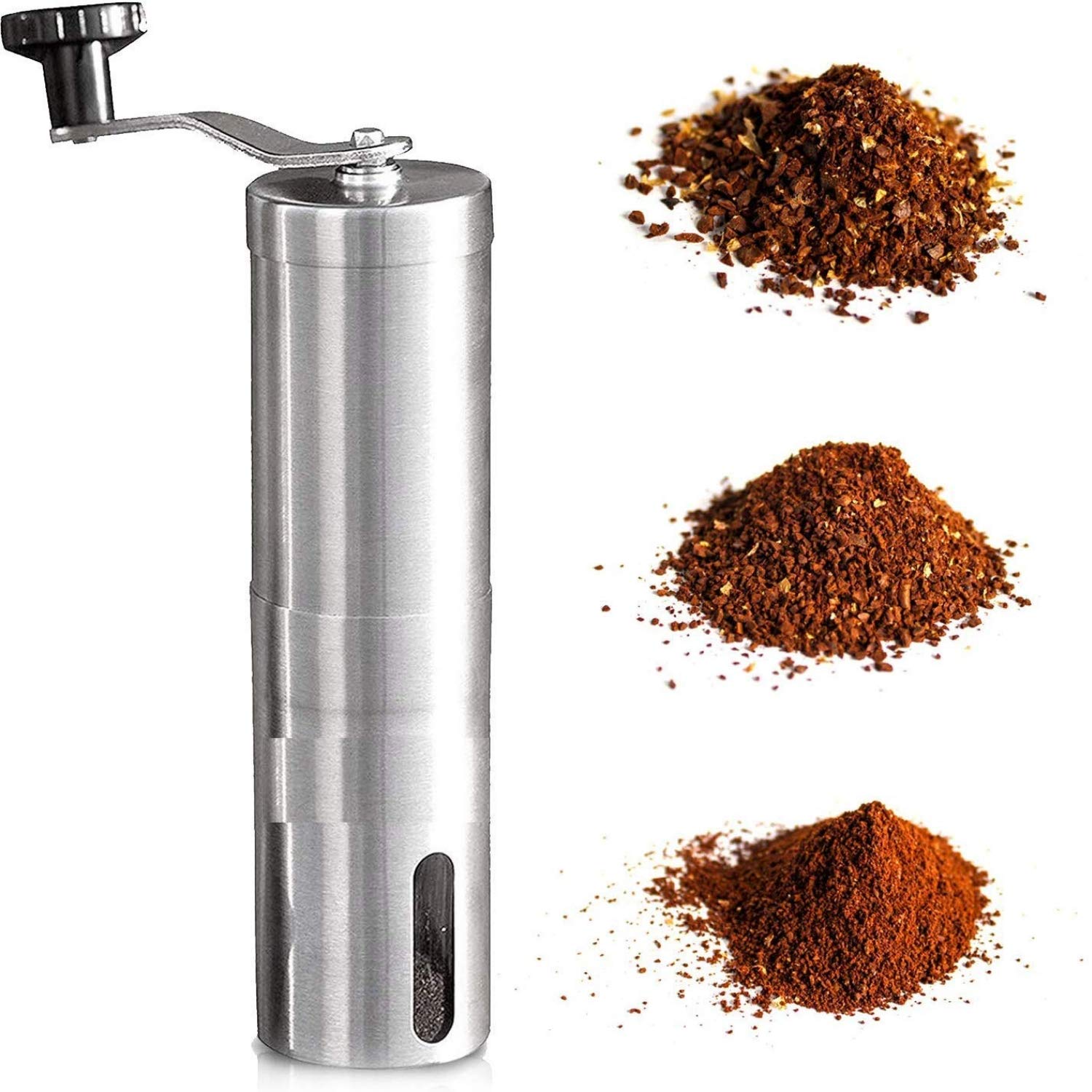 Instacuppa Manual Coffee Grinder With Conical Ceramic Burr Mill And 18 Adjustable Grind Settings For Pour Over, Espresso, French