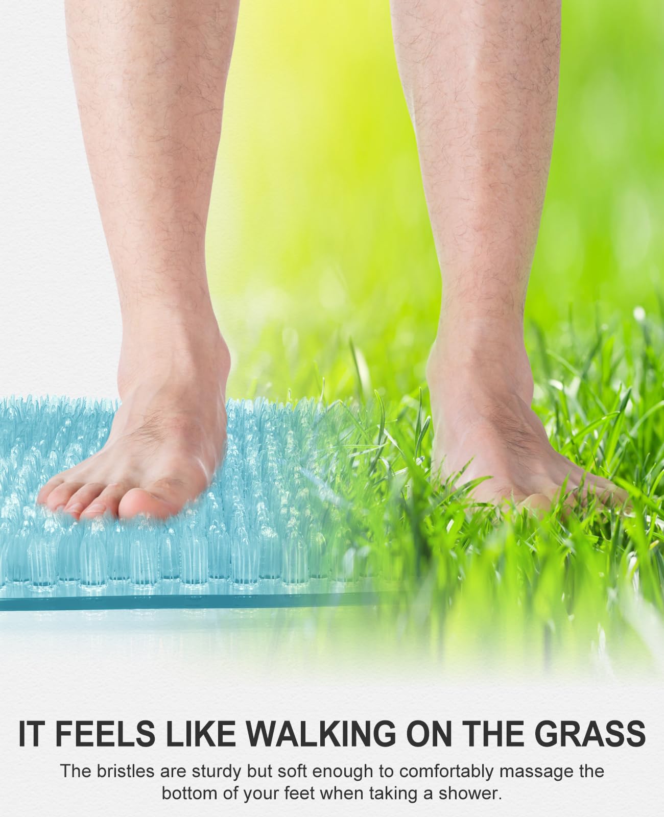 Othway Non Slip Grassy Bathtub Mat : 25.6X13.4 Inches Sturdy But Soft Bath Mat_Quick Drain Shower Floor Mat With Soft Bristles F
