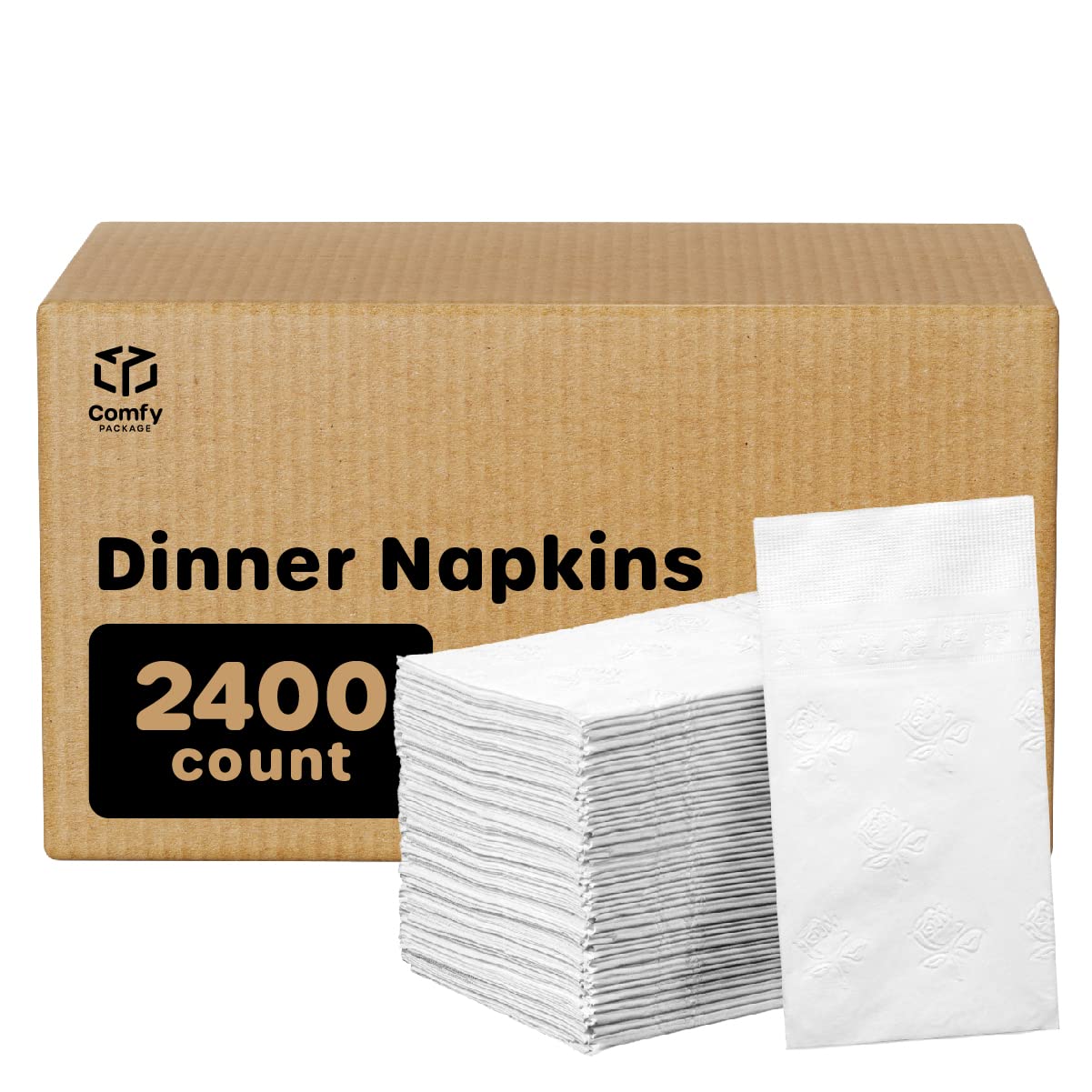 Bulk Case Of 8300 Count] 2,400 Paper Dinner Napkins - Disposable 2-Ply White Party Napkins