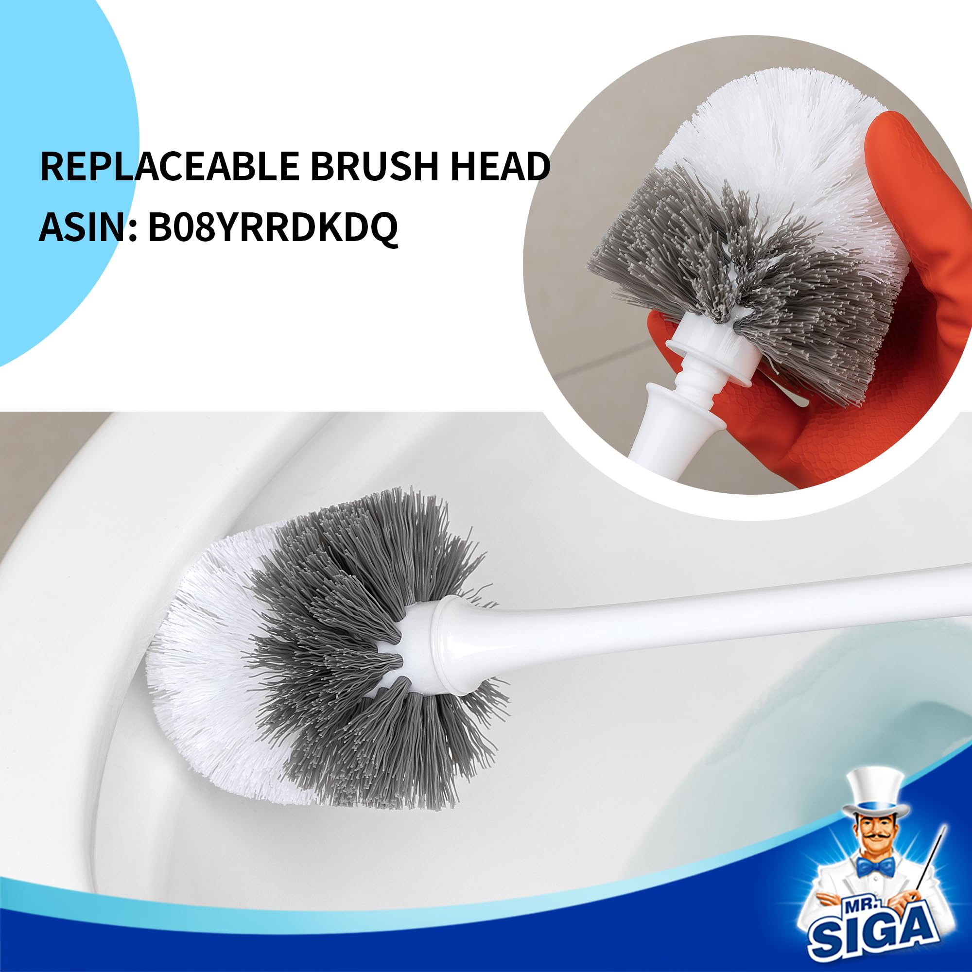 Mr.Siga Toilet Plunger And Bowl Brush With Holder, Heavy Duty Toilet Brush And Plunger Set For Bathroom Cleaning, White, 1 Set