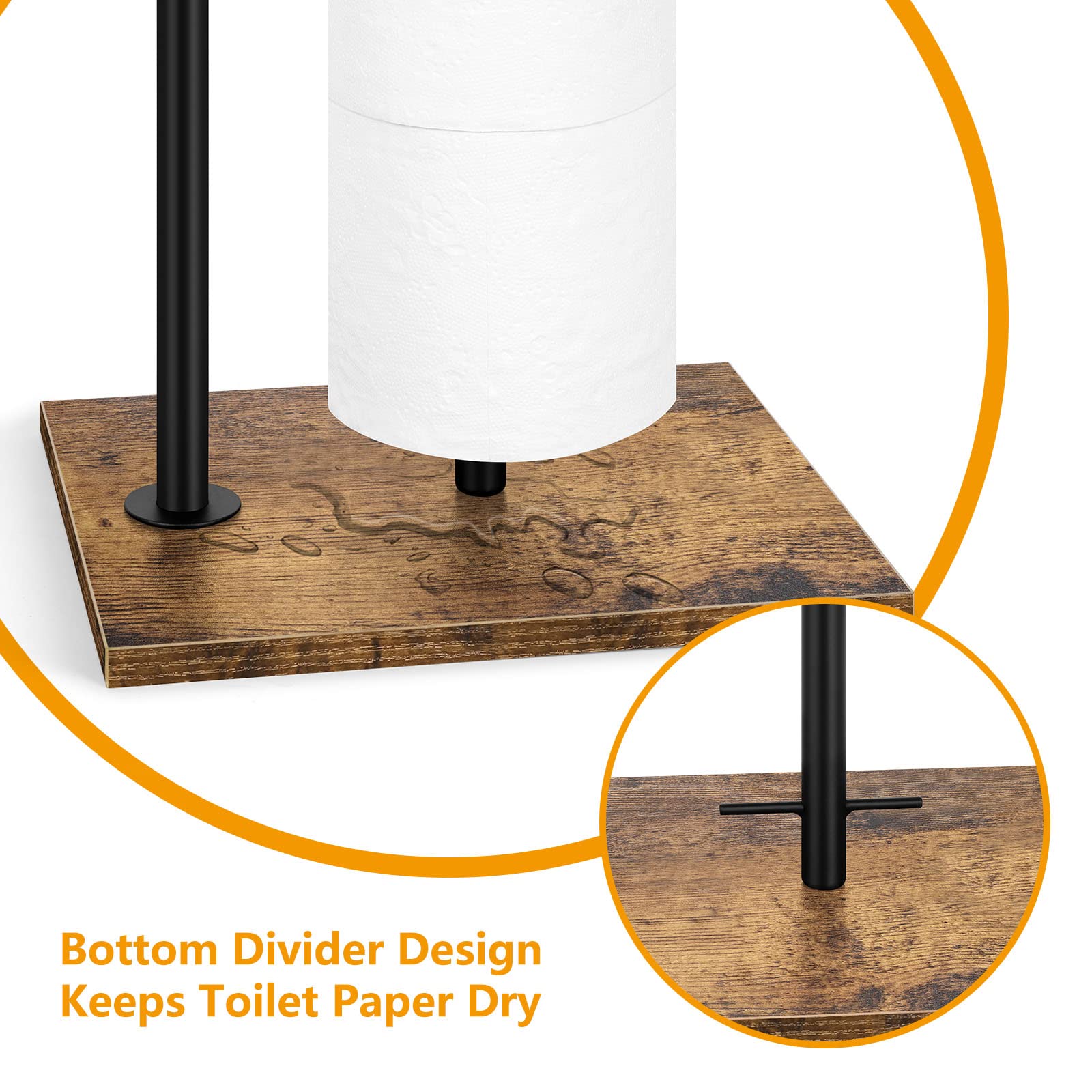 Toilet Paper Holder Stand Freestanding Tissue Paper Roll Holder With Shelf Farmhouse Toilet Paper Dispenser For Bathroom Toilet