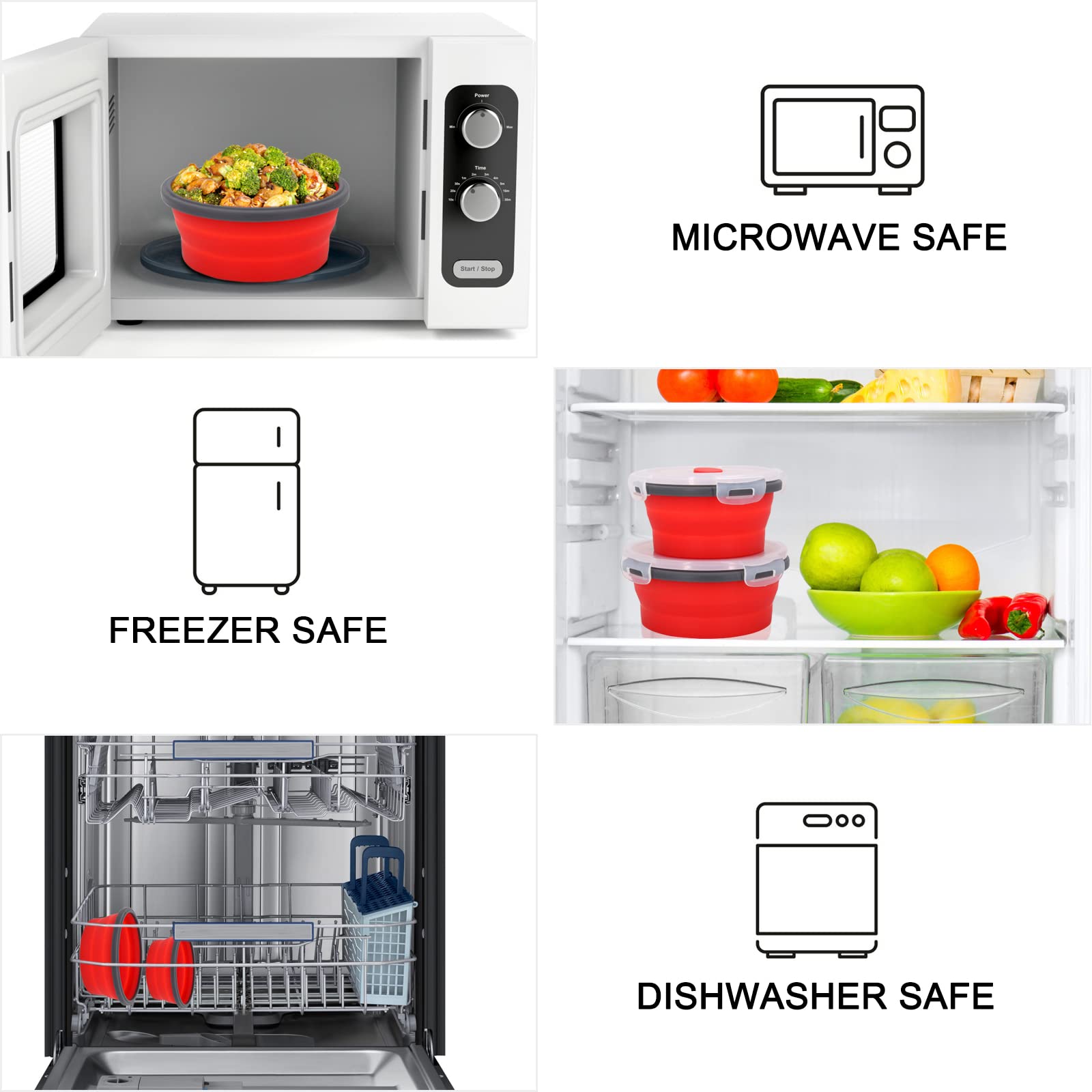 Guyuyii 4-Pack Collapsible Bowl - Round Silicone Food Storage Containers With Lids For Camping, Rvs | Microwave, Dishwasher & Fr