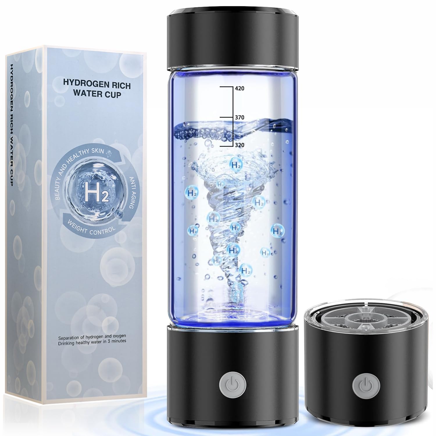 Hydrogen Water Bottle, Hydrogen Water Generator with SPE/PEM Tech Water Ionizer, Portable Hydrogenated Water Machine Hydrogen Ri