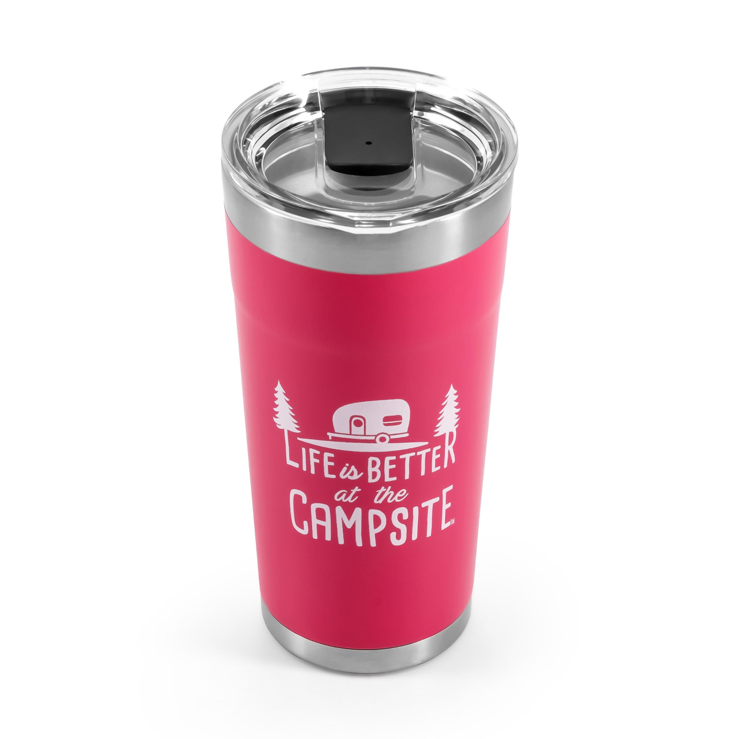 Camco Life Is Better At The Campsite Tumbler | Heavy Duty Double Wall Vacuum Insulation | Crafted Of 18/8 Stainless Steel | Uniq