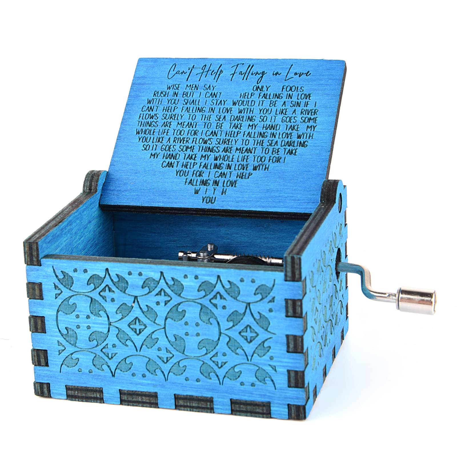 Cant Help Falling in Love Wood Music Box, Antique Engraved Musical Boxes Case for Love One Wooden Music Box - Gifts for Lover, 