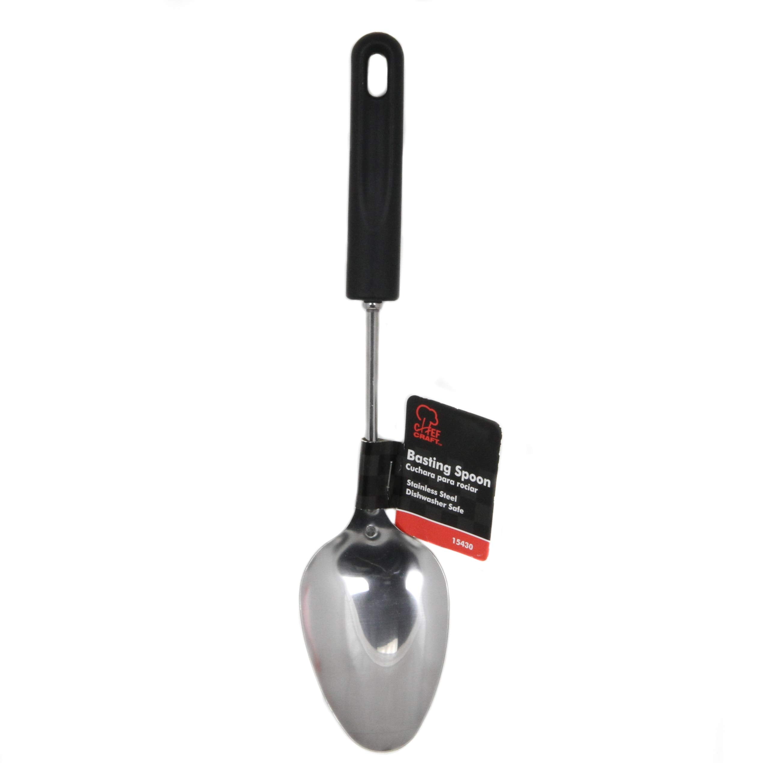 Chef Craft Basic Stainless Steel Basting Spoon, 11.75 Inch, Black