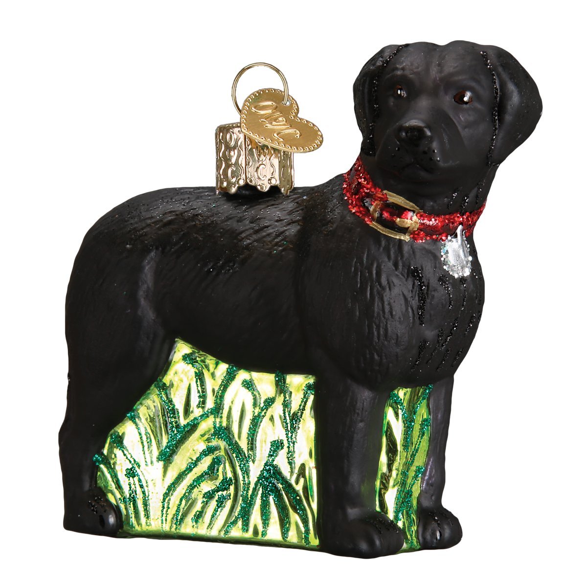 Old World Christmas Dog Collection Glass Blown Ornaments for Christmas Tree, Standing Black Lab