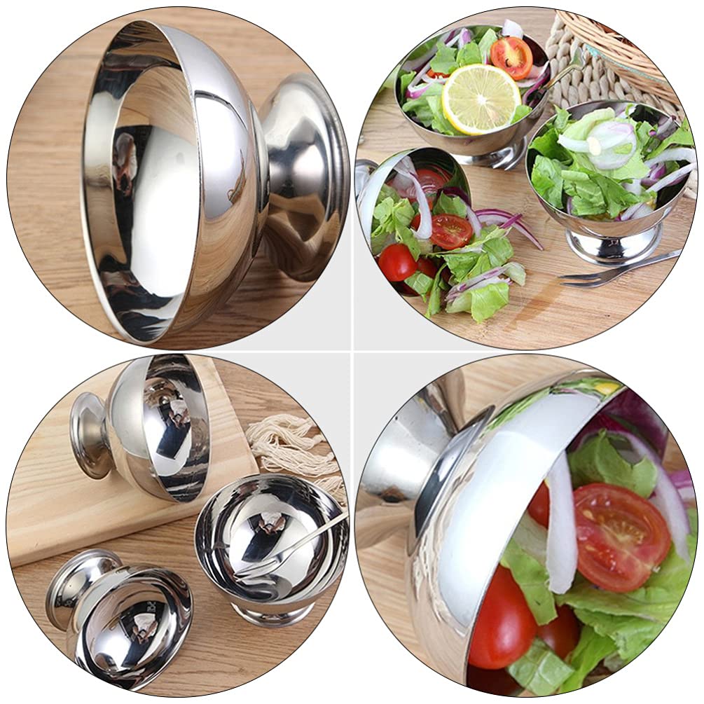 Cabilock Stainless Steel Ice Cream Bowl Metal Pudding Cups Salad Dessert Holder Snack Fruit Candy Container For Diy Ice Cream Pa