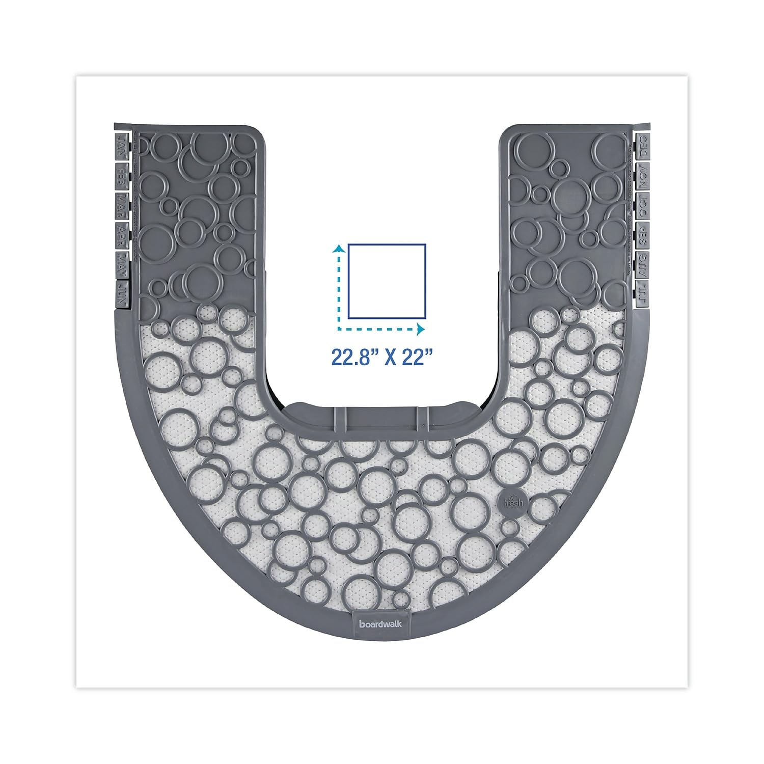 Boardwalk Fcmp000I006M0021430Gry 22 In. X 22 In. Commode Rubber Mat 2.0 - Gray/White (6/Carton)