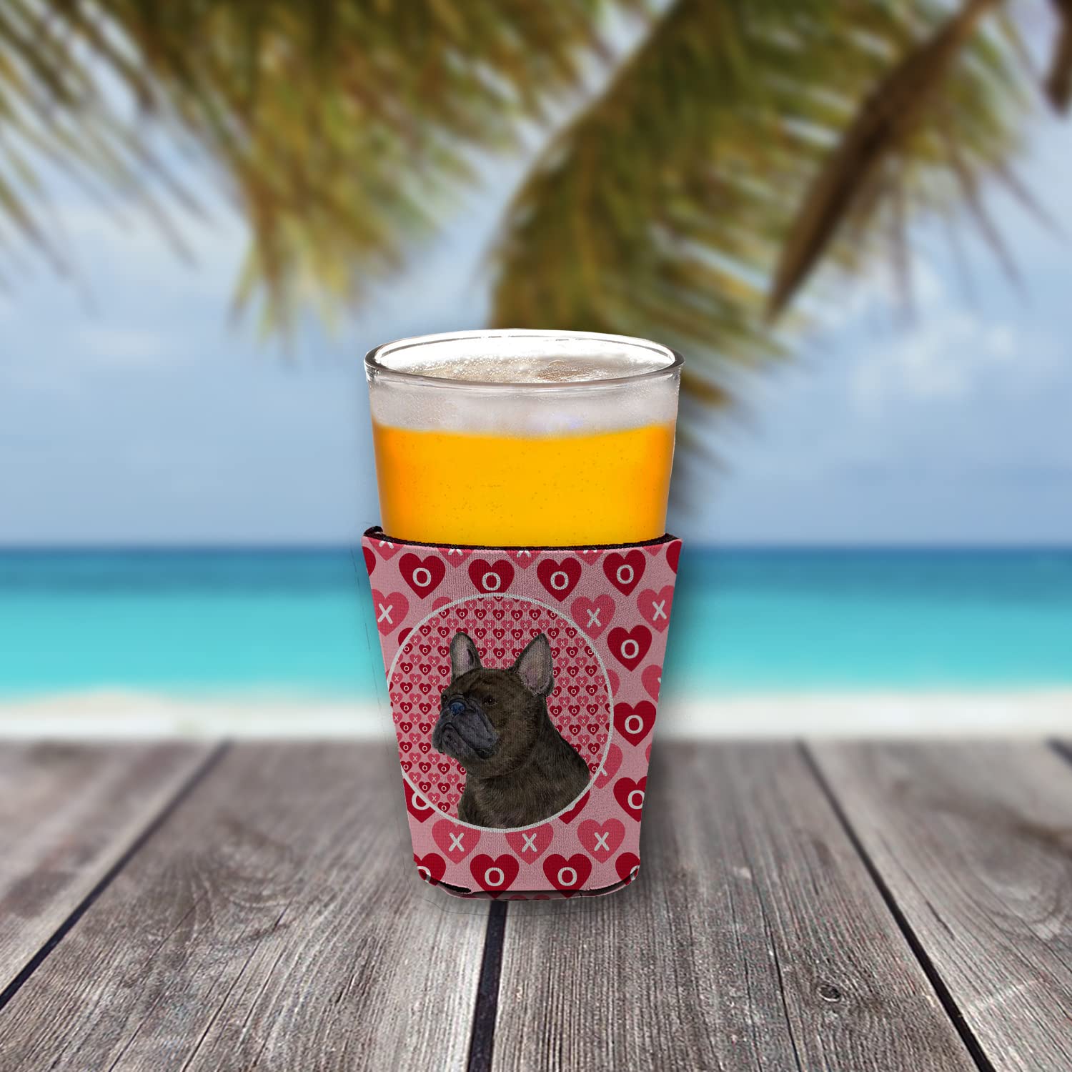 French Bulldog  Red Solo Cup Beverage Insulator Hugger