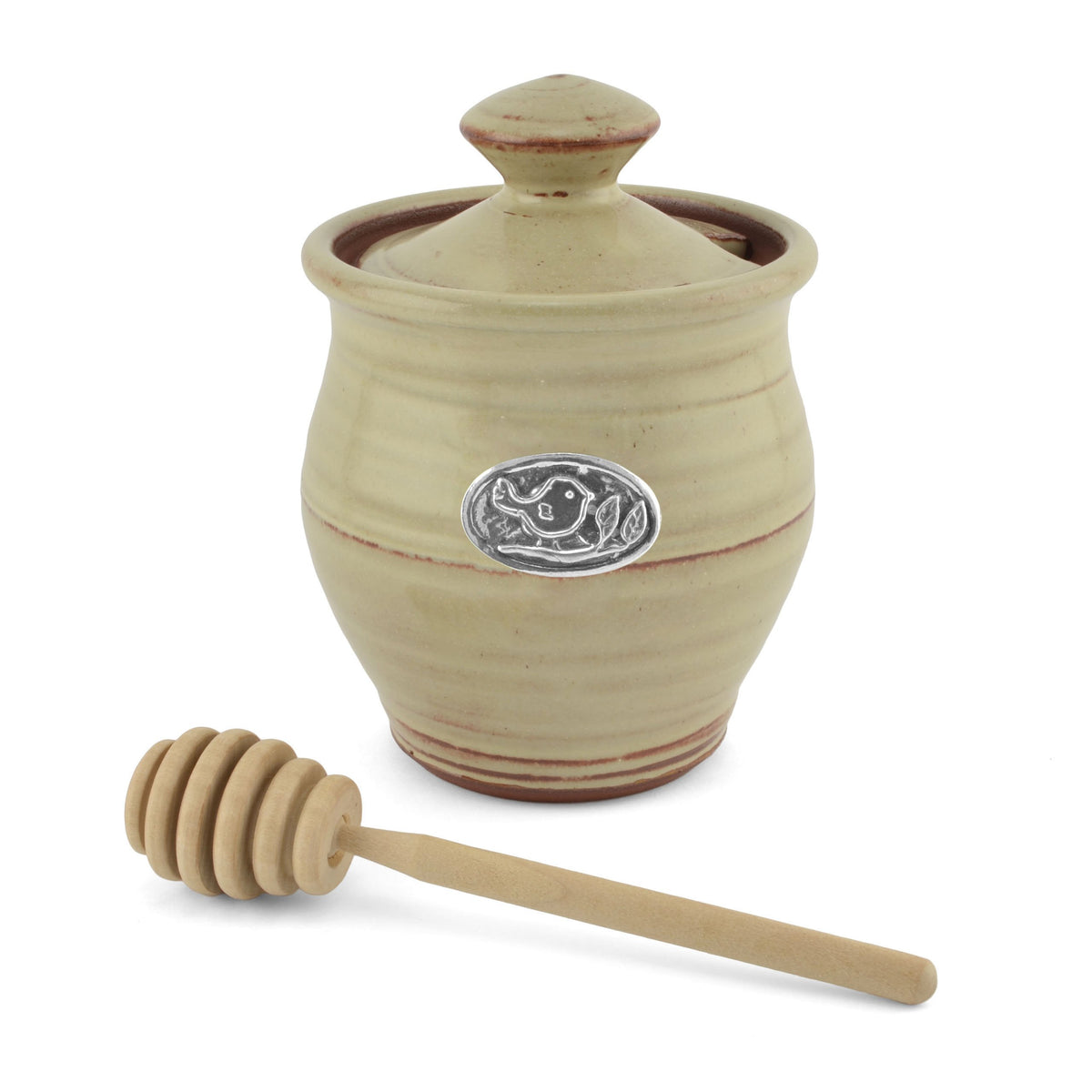 Oregon Stoneware Studio Bird Honey Pot, Latte