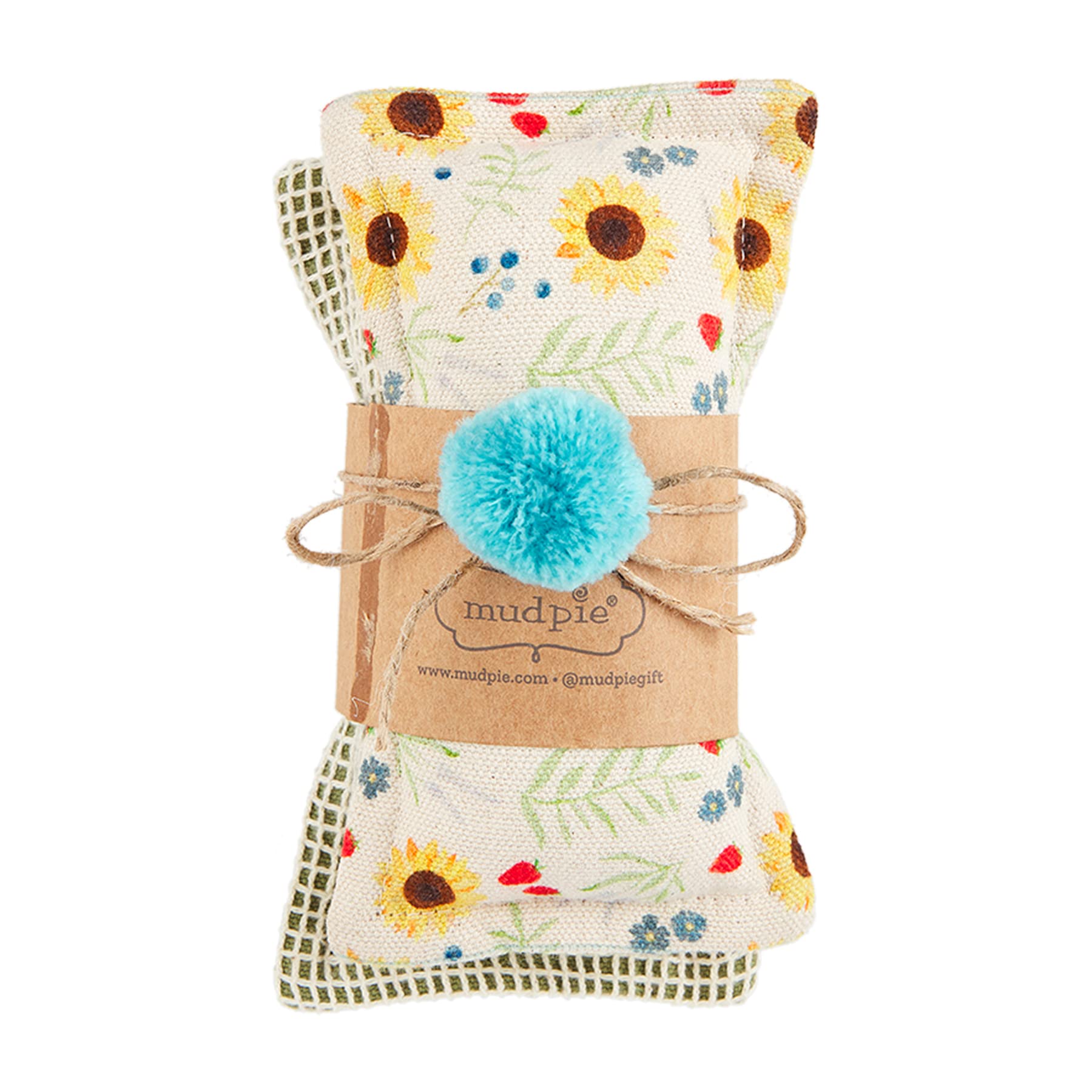 Mud Pie 41540019S Fabric Sponge Set, 5.75'' X 3.25'', Sunflower