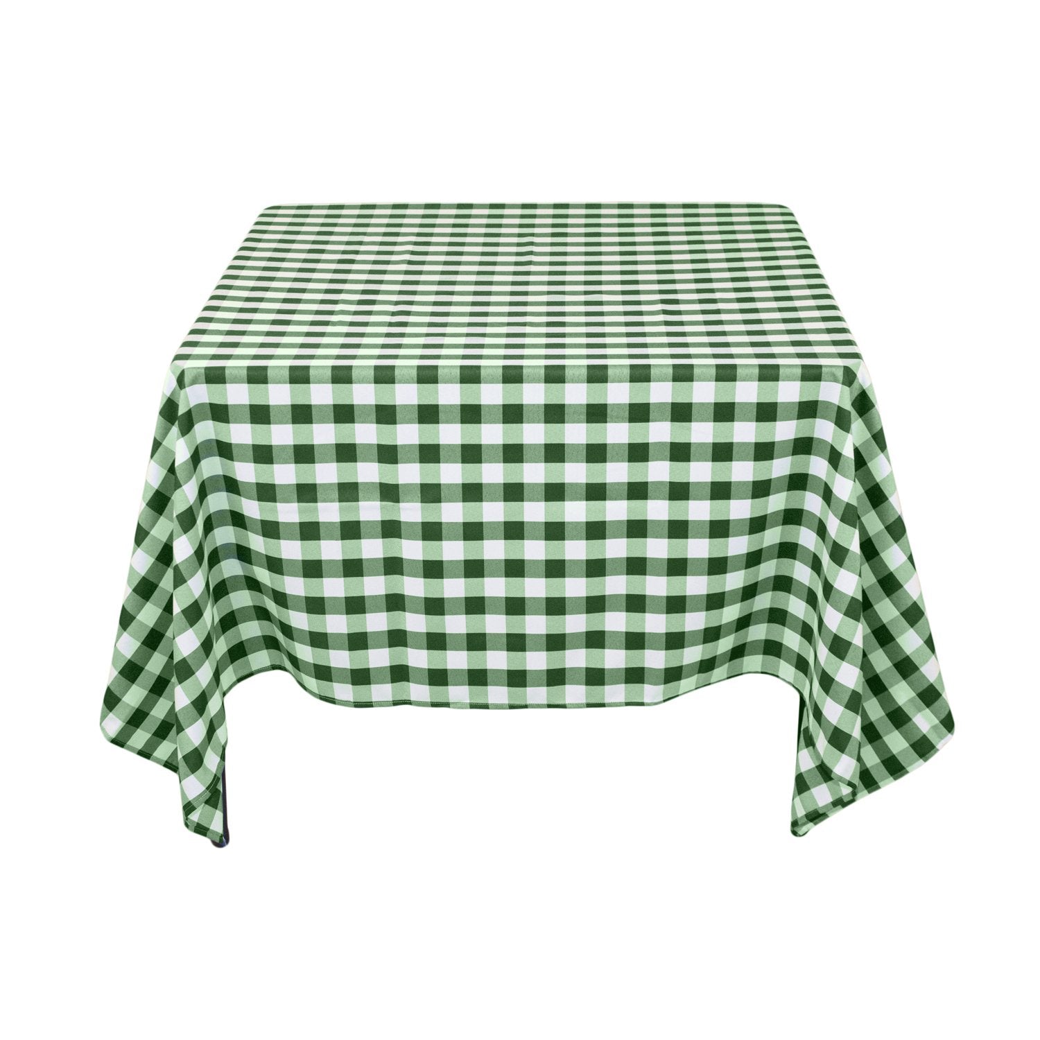 LTC LINENS 70 in. x 70 in. Green and White Checkered Tablecloth Square - Green Gingham Tablecloth for Card Table - Stain Resista