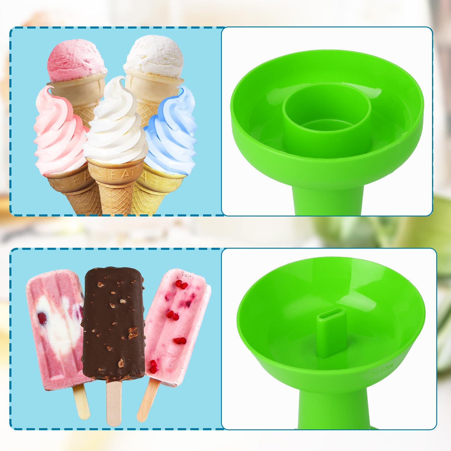 4Pcs Drip Free Popsicle Holder, Reusable No Drip Popsicle Holder For Kids No Freeze Ice Popsicle Holders Washable Ice Cream Cone