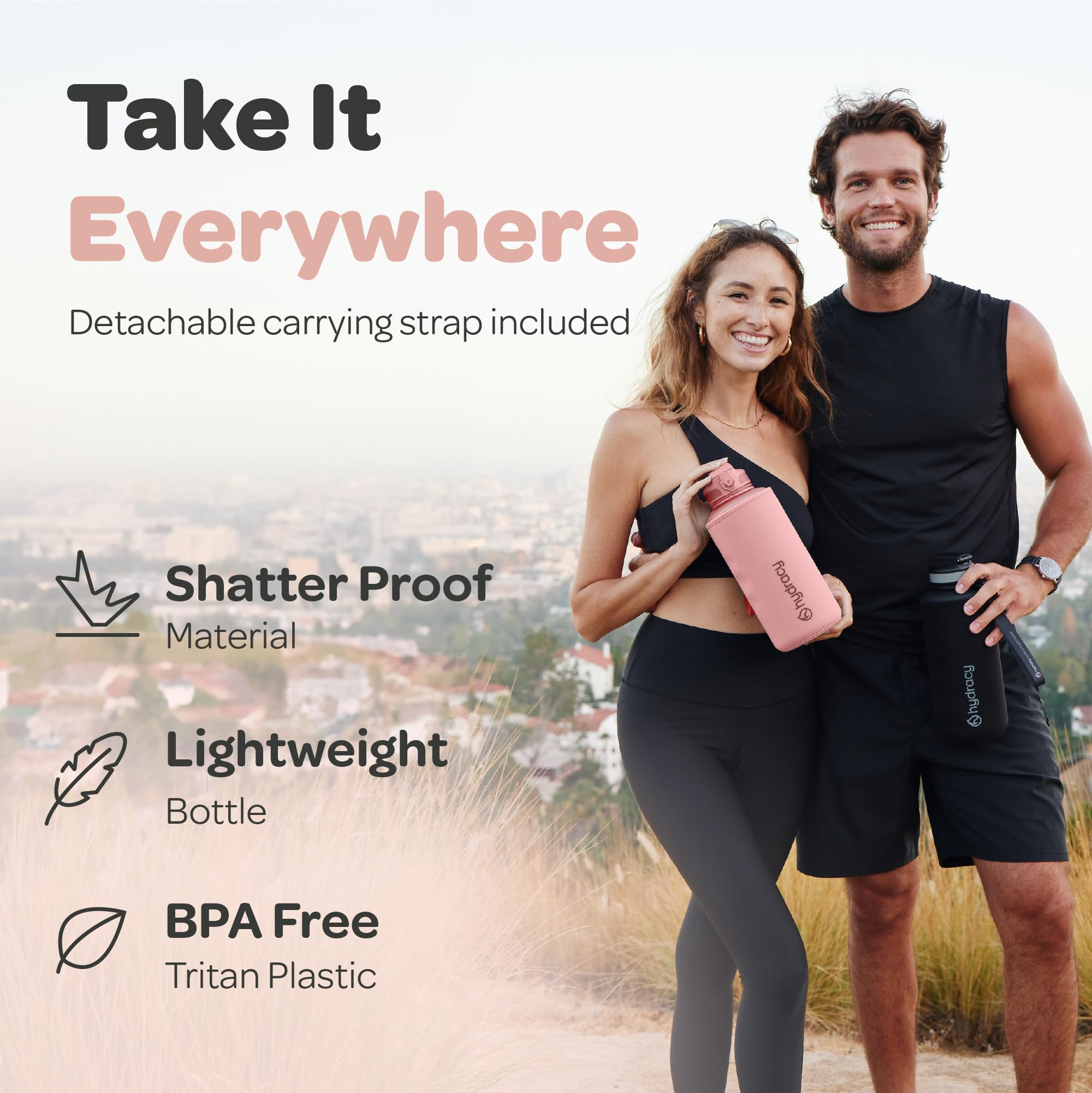 Hydracy Water Bottle with Times to Drink & Straw -Large Half gallon 64oz BPA Free Motivational Water Bottle & No Sweat Sleeve -Leak Proof gym Bottle with Time Marker -Ideal gift for Sports & Outdoors