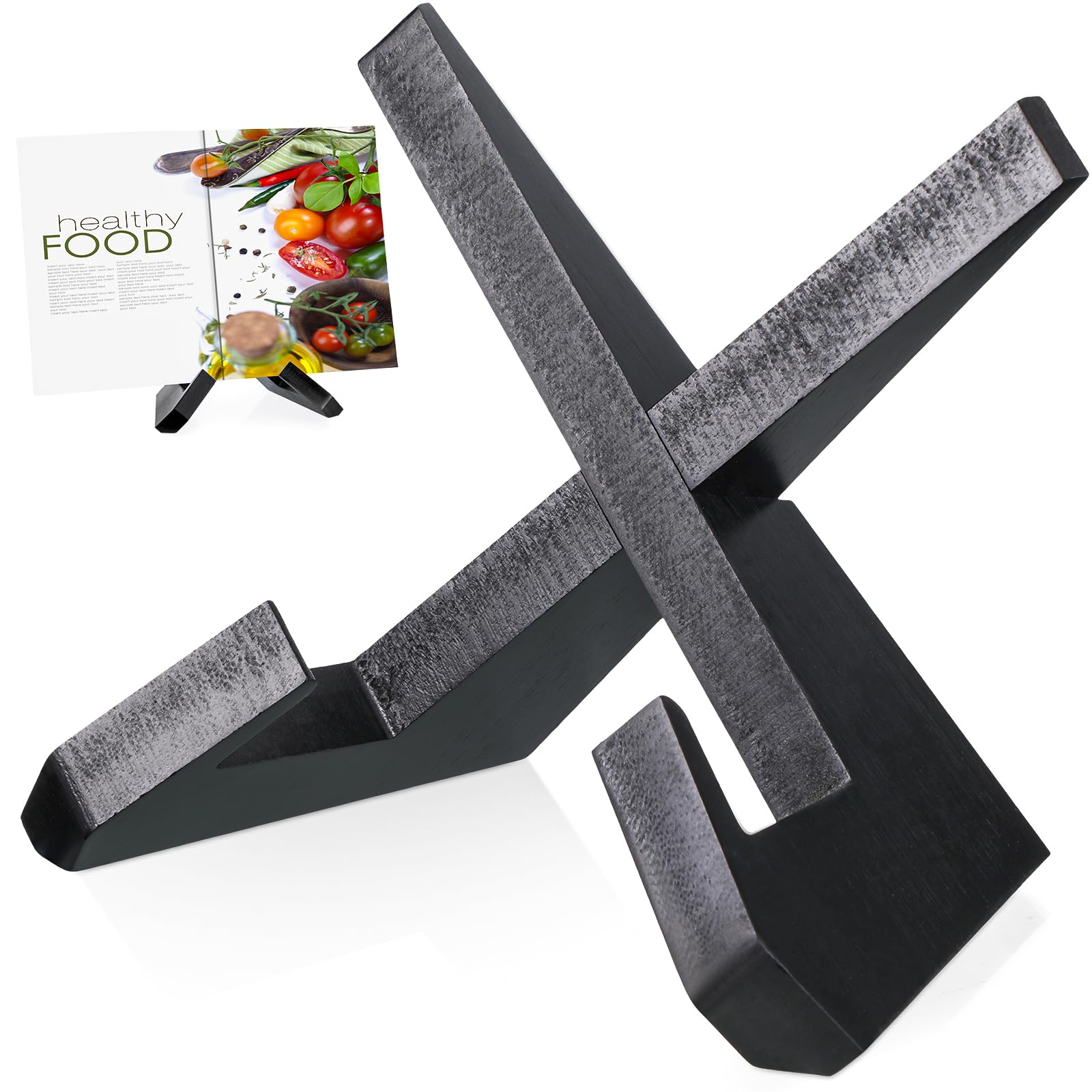Sunnychicc Cookbook Stand for Kitchen, Recipe Book Holder for Kitchen Counter, Wooden Cookbook Holder, Rustic Cook Book Stand