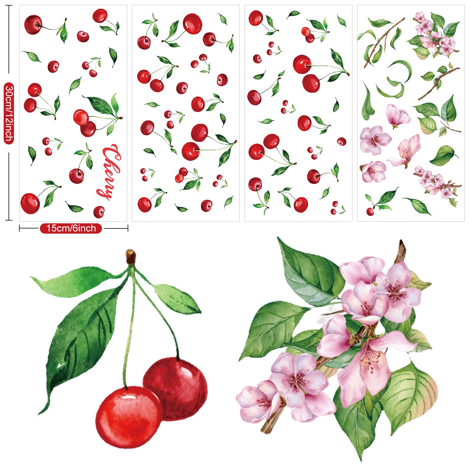 Epakh 41 Pieces Lemon Wall Stickers Apple Cherry Strawberry Fruit Stickers Peel And Stick Wall Decor For Kitchen Cabinet Window