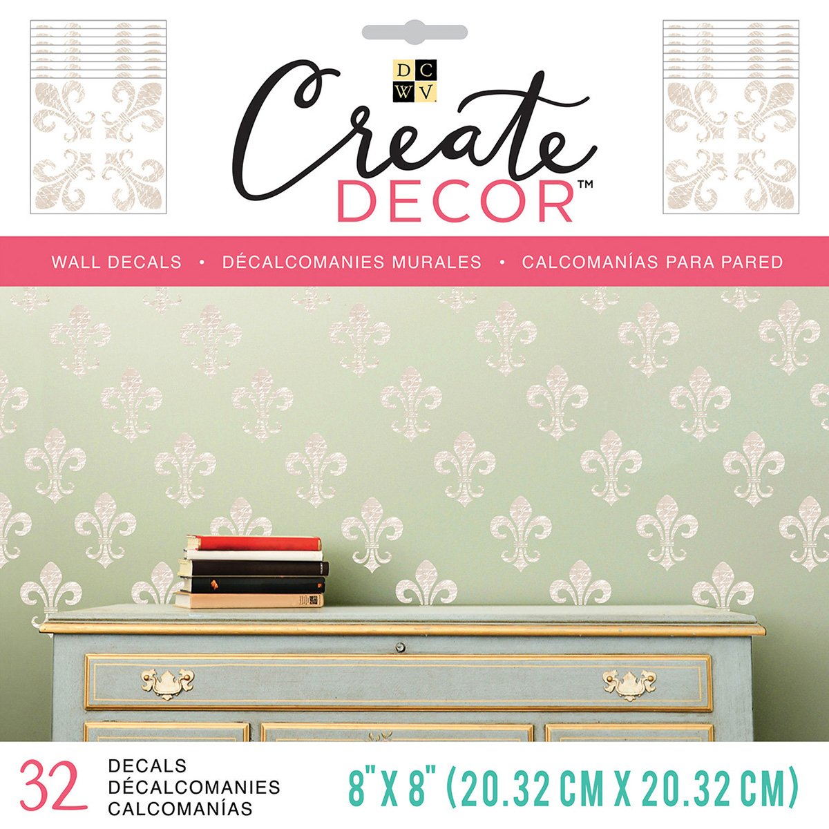 New View Gifts & Accessor Script Fleur De Lis Dcwv Create Decor Removable Wall Decals, 8''X8''