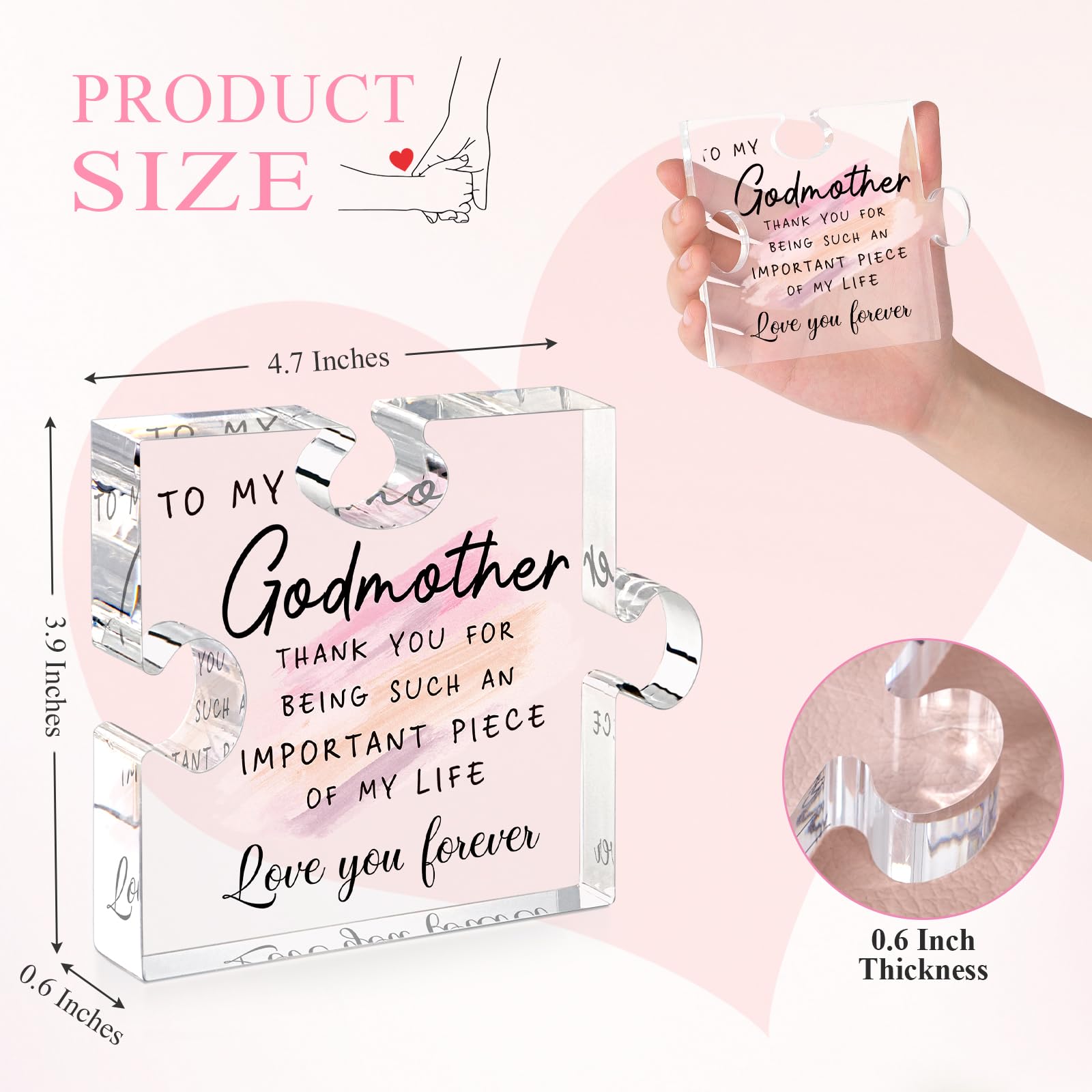 LukieJac Godmother Gift from Godchild for Godmother Proposal Gift Puzzle Piece God Mother Birthday Christmas Promoted to Godmoth