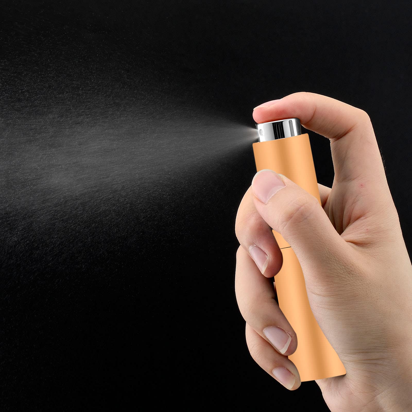 Lil Ray 8ML Portable Perfume Atomizer (2 PCS) Refilable Empty Mini Spray Bottle for Travel Pocket Cologne Liquid Sprayer (Matte Black&Rose Gold)