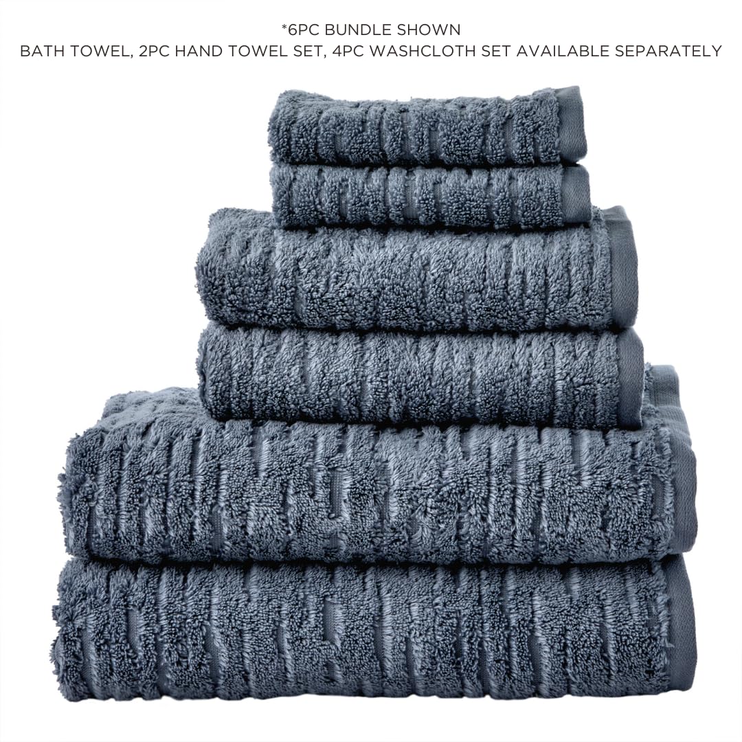 Skl Home Cloudsoft Cotton Luxury 2-Piece Hand Towel Set, Smoke Blue