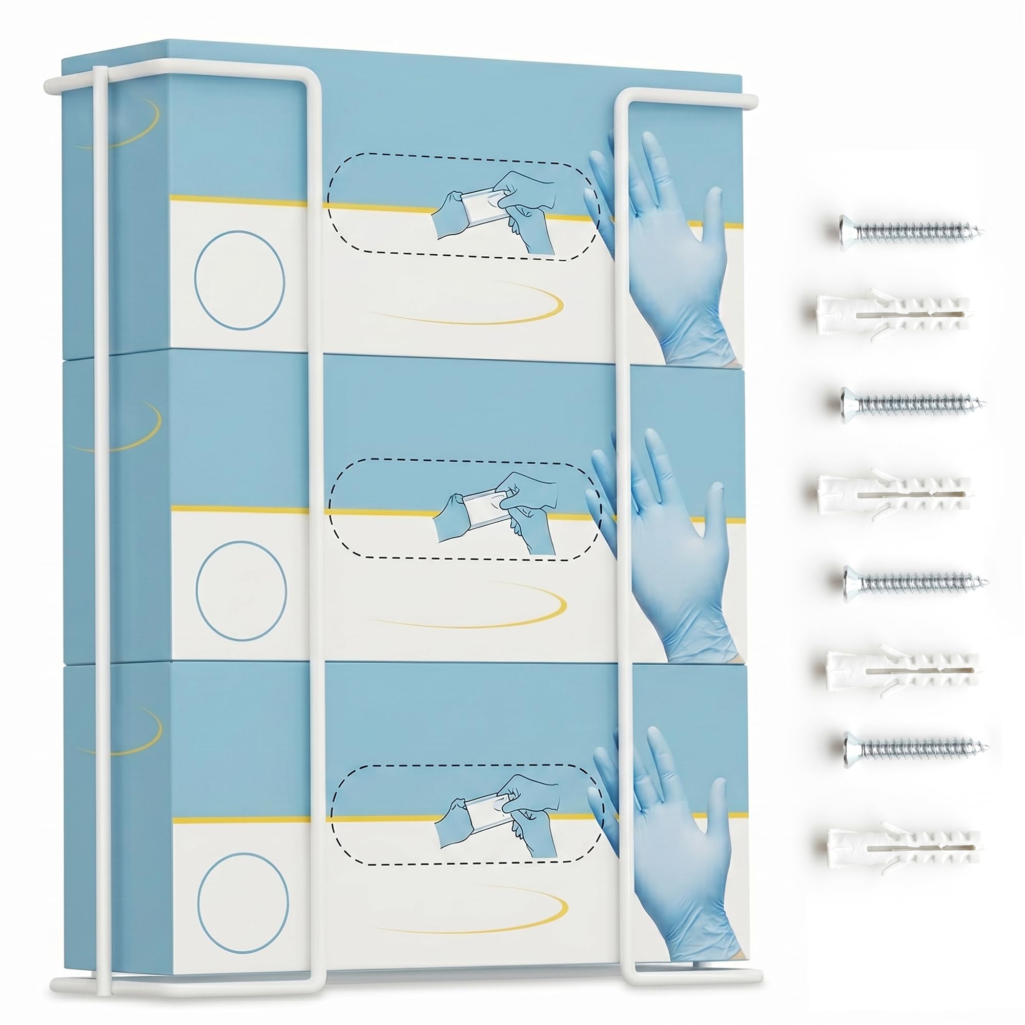 Performore Large Disposable Glove And Facial Tissue Wire Rack  Glove Box Holder, Medical Glove Holder, Holds Up To 3 Boxes, Hyg