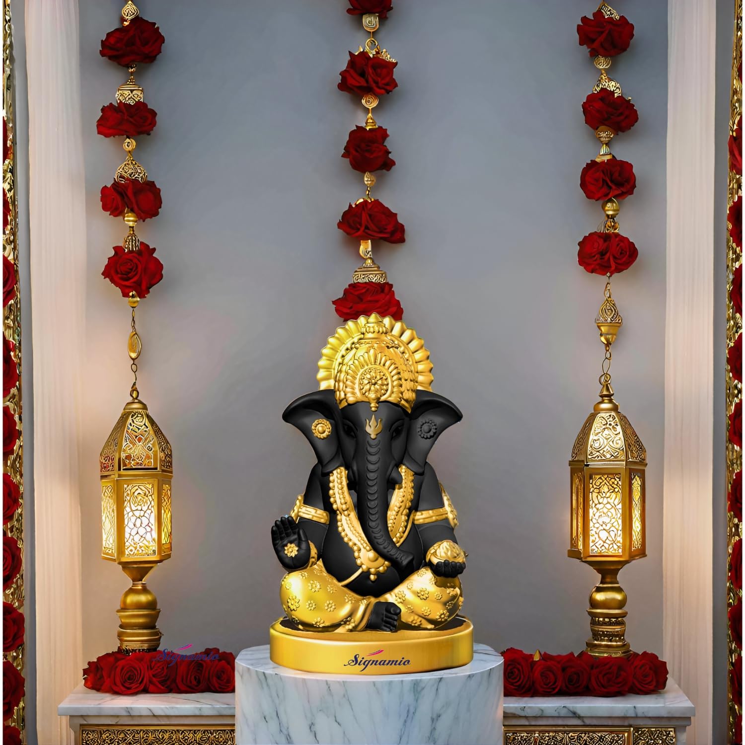 Signamio Handcrafted Black Ganesha Idol For Car Dashboard Item: Ganesh Ji, Ganpati Bappa Murti For Home Decor - Exquisite Car Go