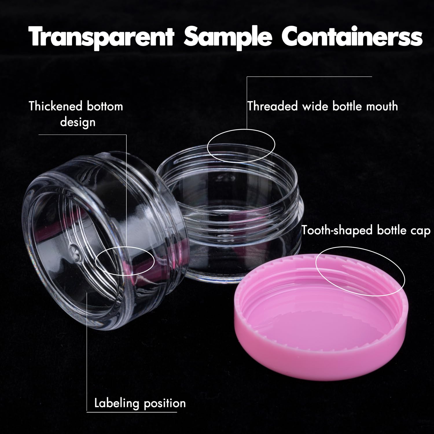 Golacky 10 Gram 40 Count Sample Containers, Small Plastic Containers With Lids, Empty Sample Jars With Labels And Mini Disposabl