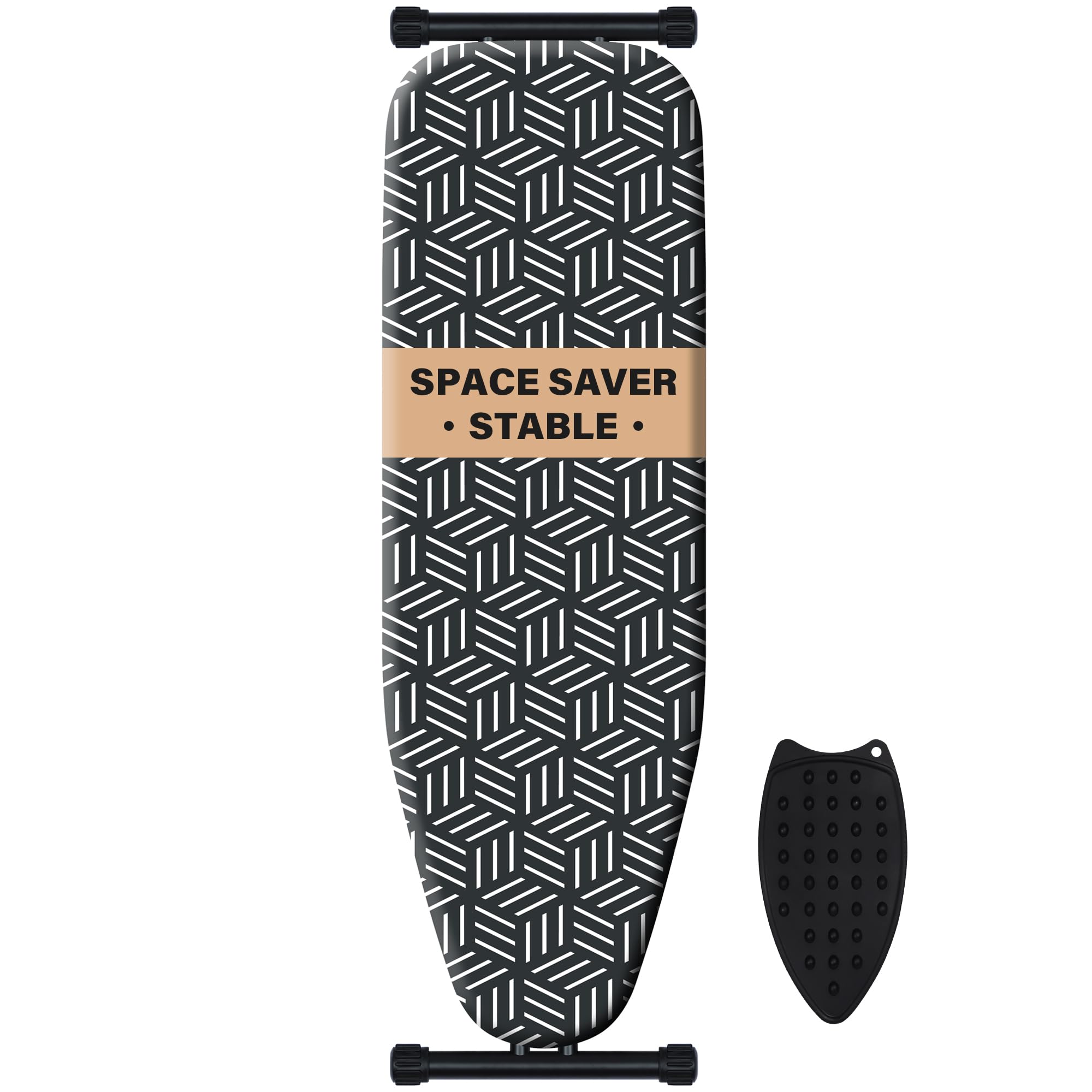 Caius Ironing Board, Compact And Space Saver Full Size Ironing Board, Extra Wide Ironing Area With Extra Thick Heavy Duty Padded