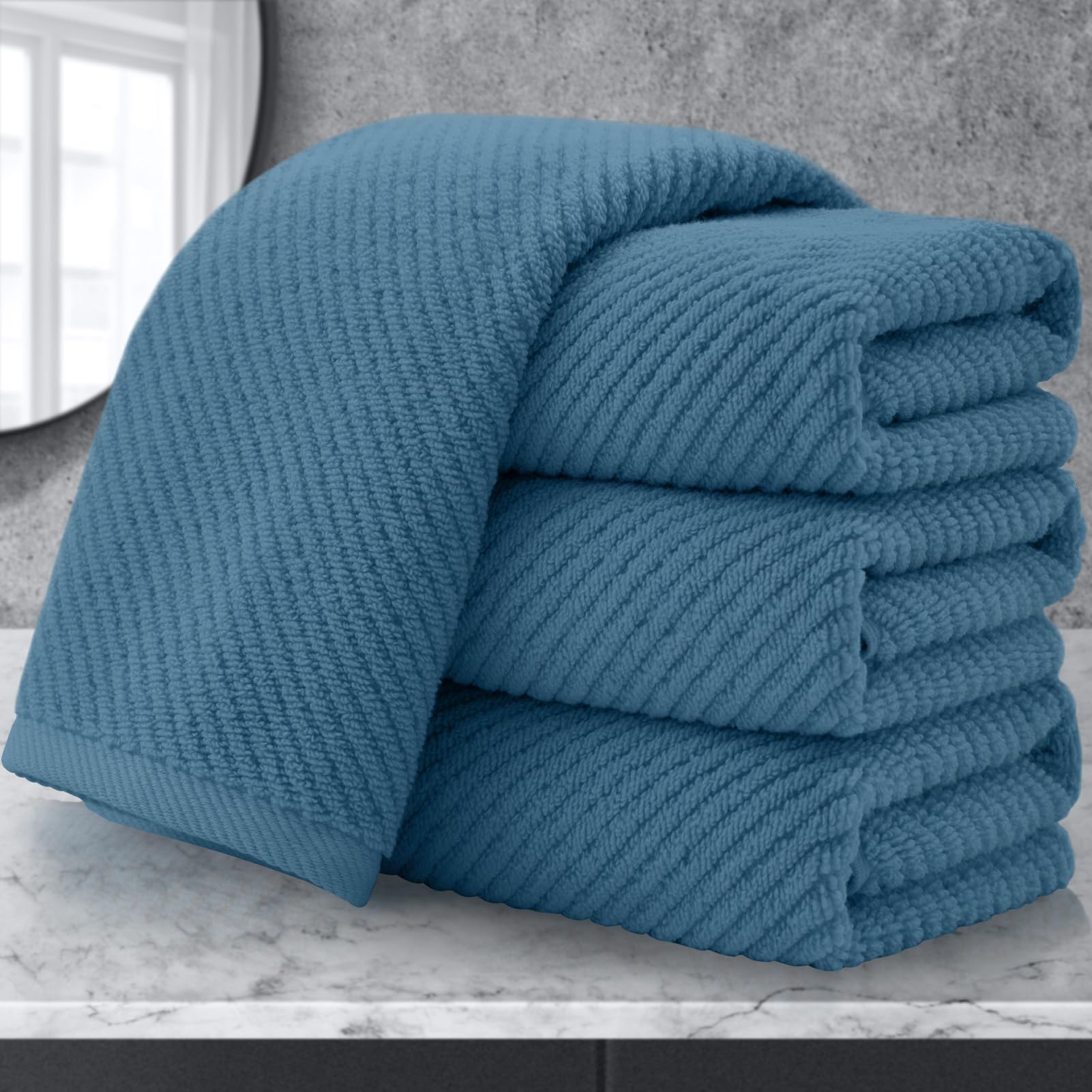 Voova & Movas Hand Towels For Bathroom Set Of 4, Large 18'' X 28'', 100% Cotton | Lightweight | Thick | Quick Dry | Soft | Absor