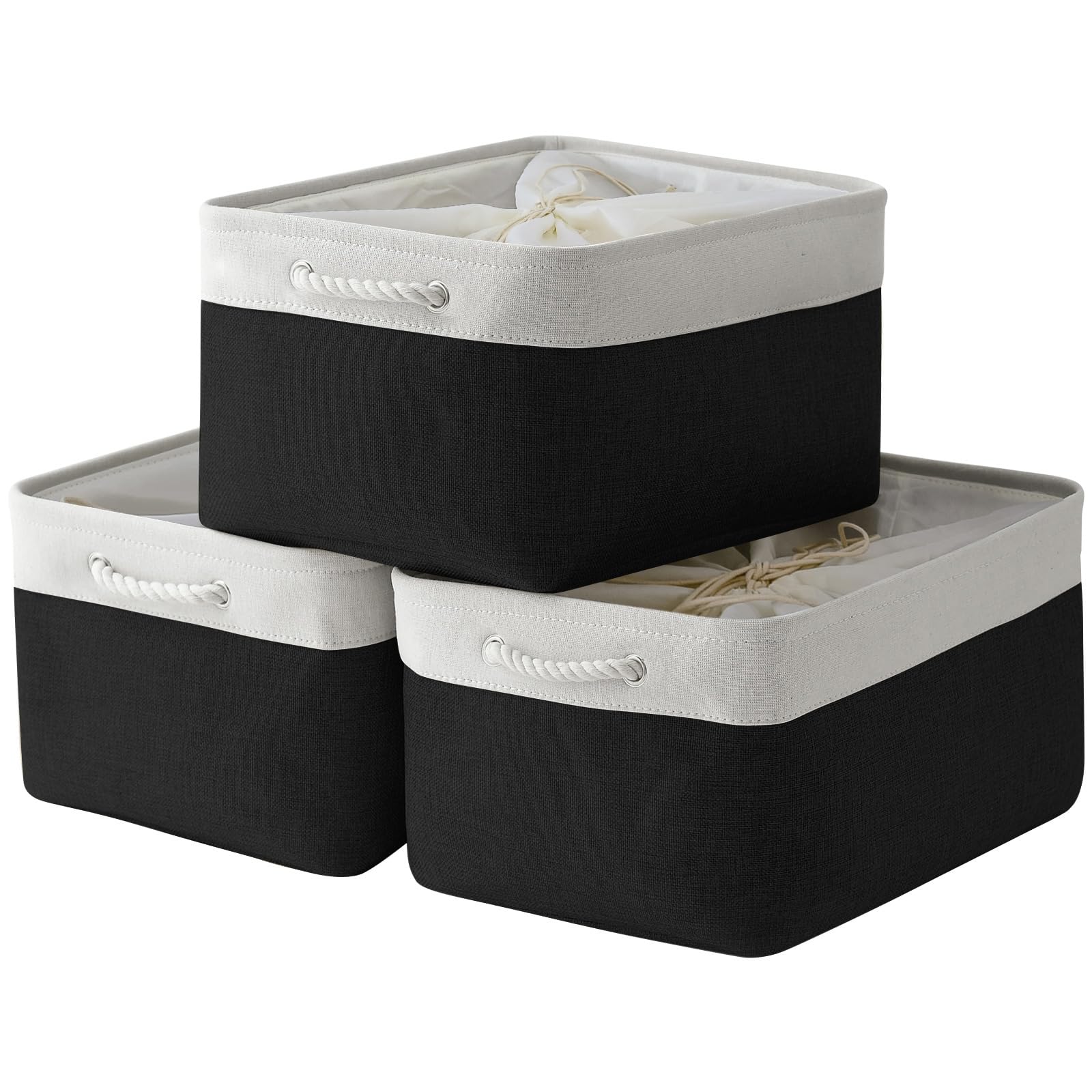 Thewarmhome Organization And Storage Basket For Organizing - Jumbo 3 Pack 17.7X13.8X9.7 Inch Fabric Storage Cubes For Closet Gif
