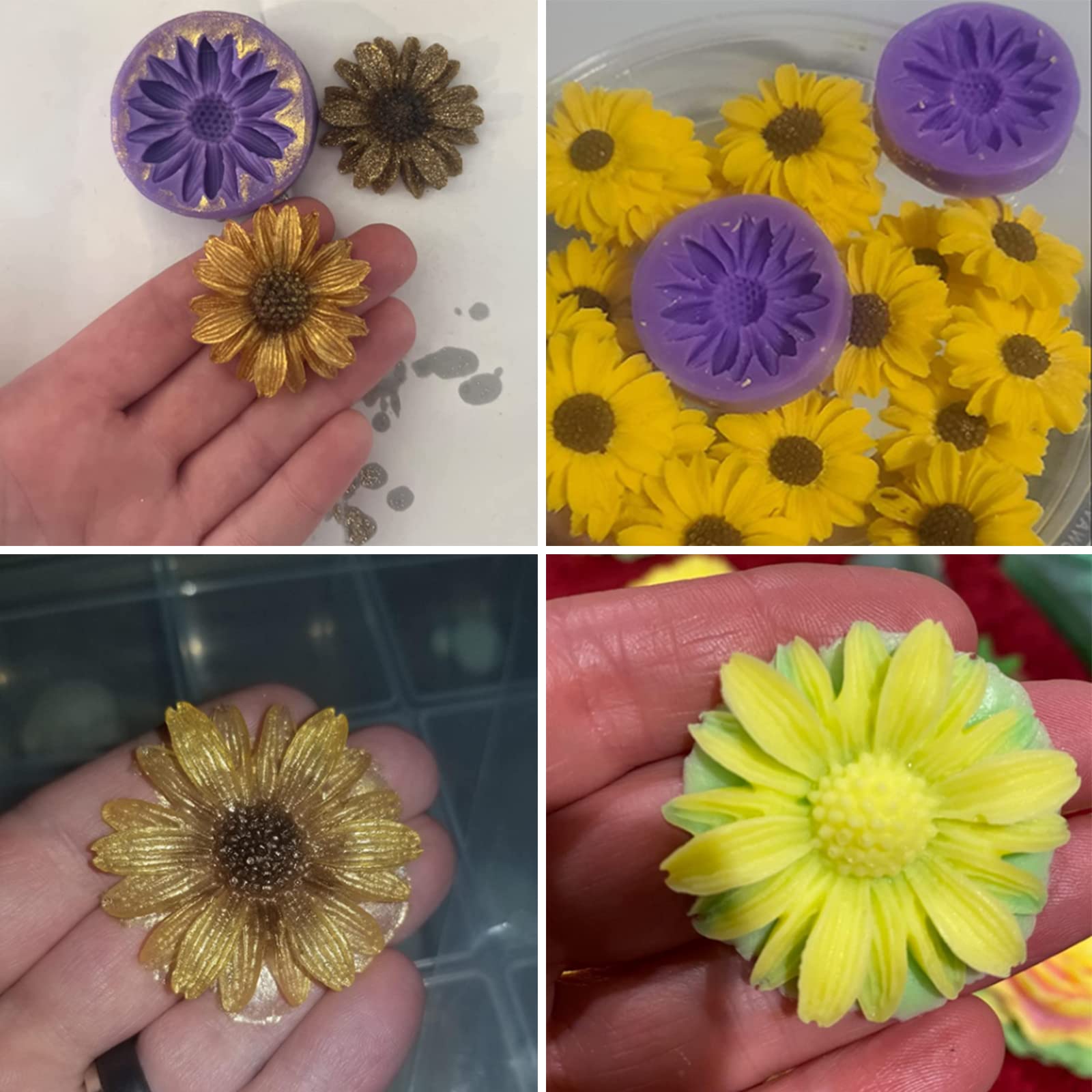 2Pcs Sunflower Flowers Silicone Molds For Cake Topper Decoration, Premium Fondant Mold For Diy Chocolate Candy Jelly Resin Clay
