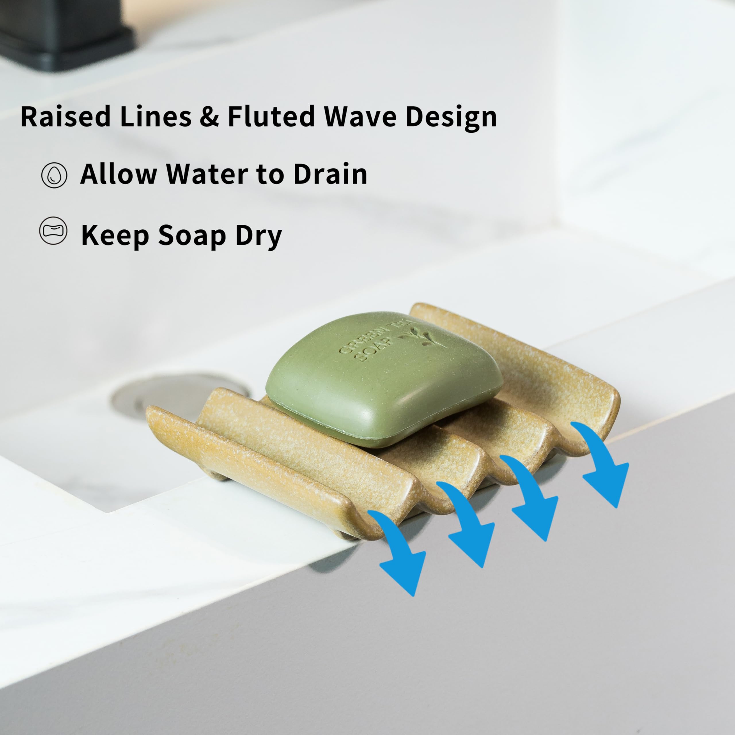 Cormomu Soap Dish Bar Soap Holder For Shower, Self Draining Water Soap Saver Keeper For Bathroom And Kitchen, Porcelain Dishwash