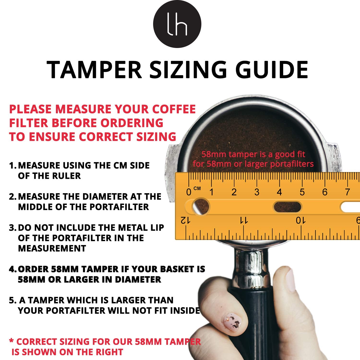 Luxhaus 58Mm Espresso Tamper - Premium Barista Coffee Tamper With 100% Flat Stainless Steel Base