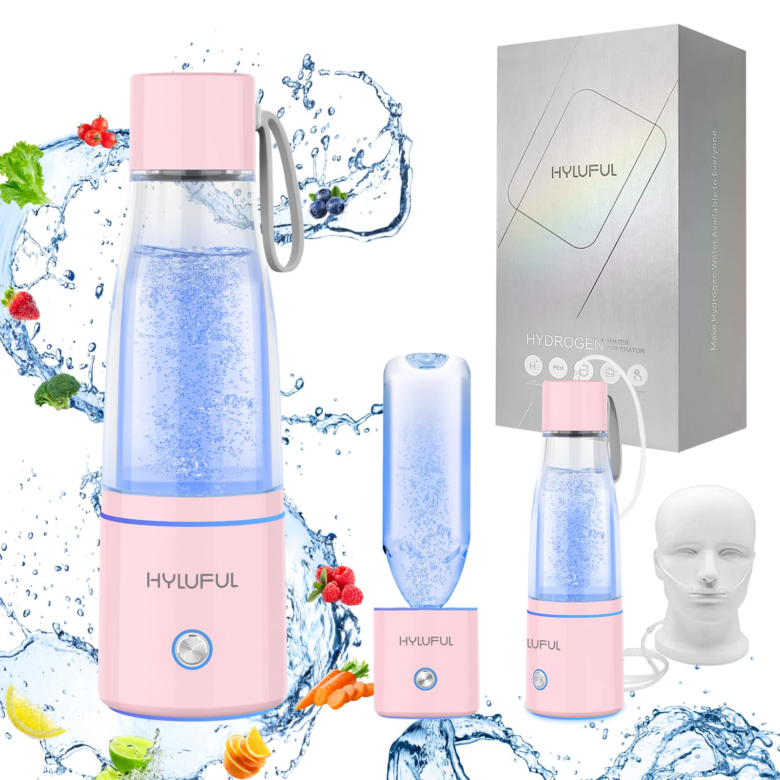 HYLUFUL 5000PPB Hydrogen Water Bottle, 3 in 1 Hydrogen Water Bottle Generator with SPE/PEM Electrolysis Technology Hydrogen Wate