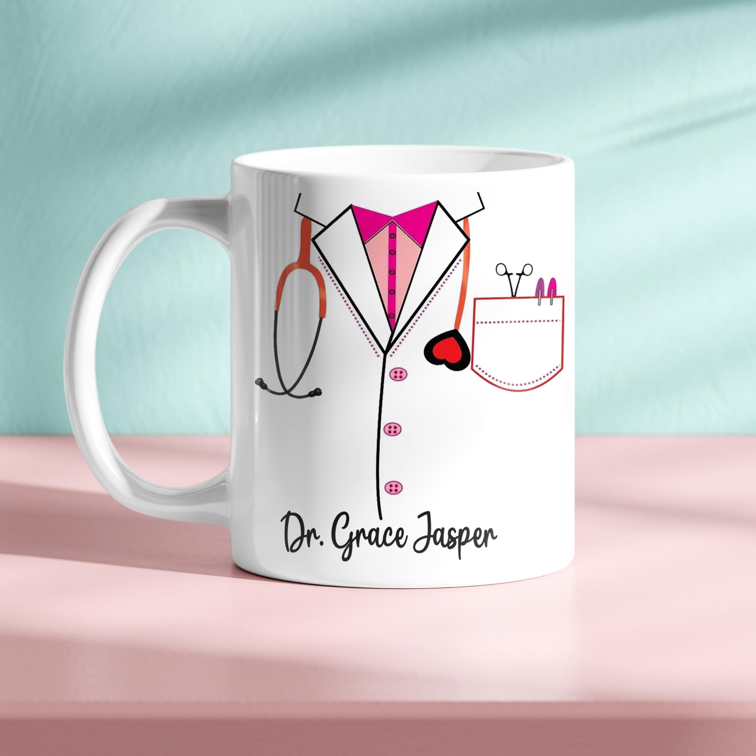 Personalized Doctor Coat Design With Your Customize Name Ceramic Coffee Mug (330Ml). For Doctors, Surgeons, Medico, Dr. & Medica