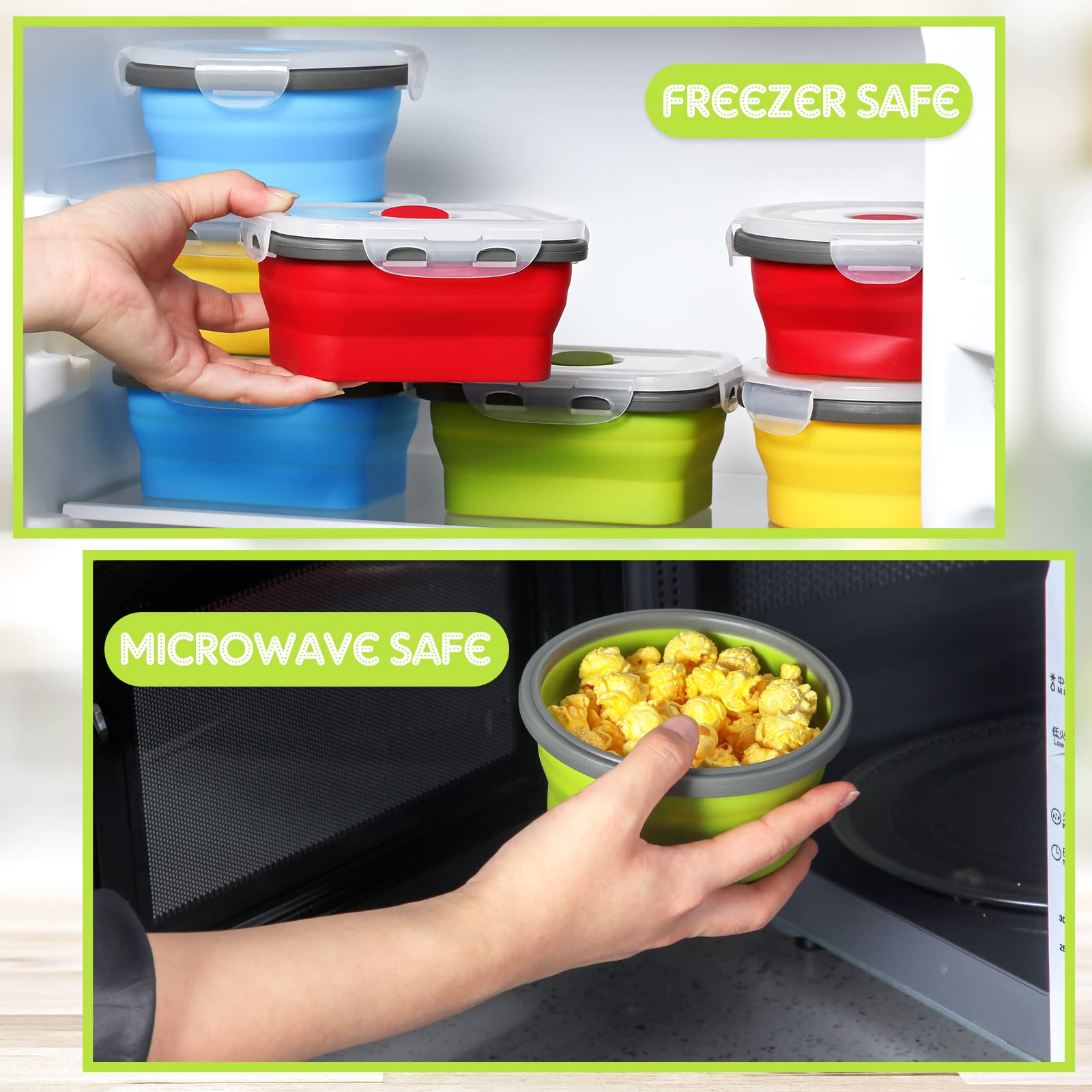 8 Pcs Small Silicone Collapsible Food Storage Containers With Airtight Lids Stacking Silicone Meal Prep Lunch Containers For Kit