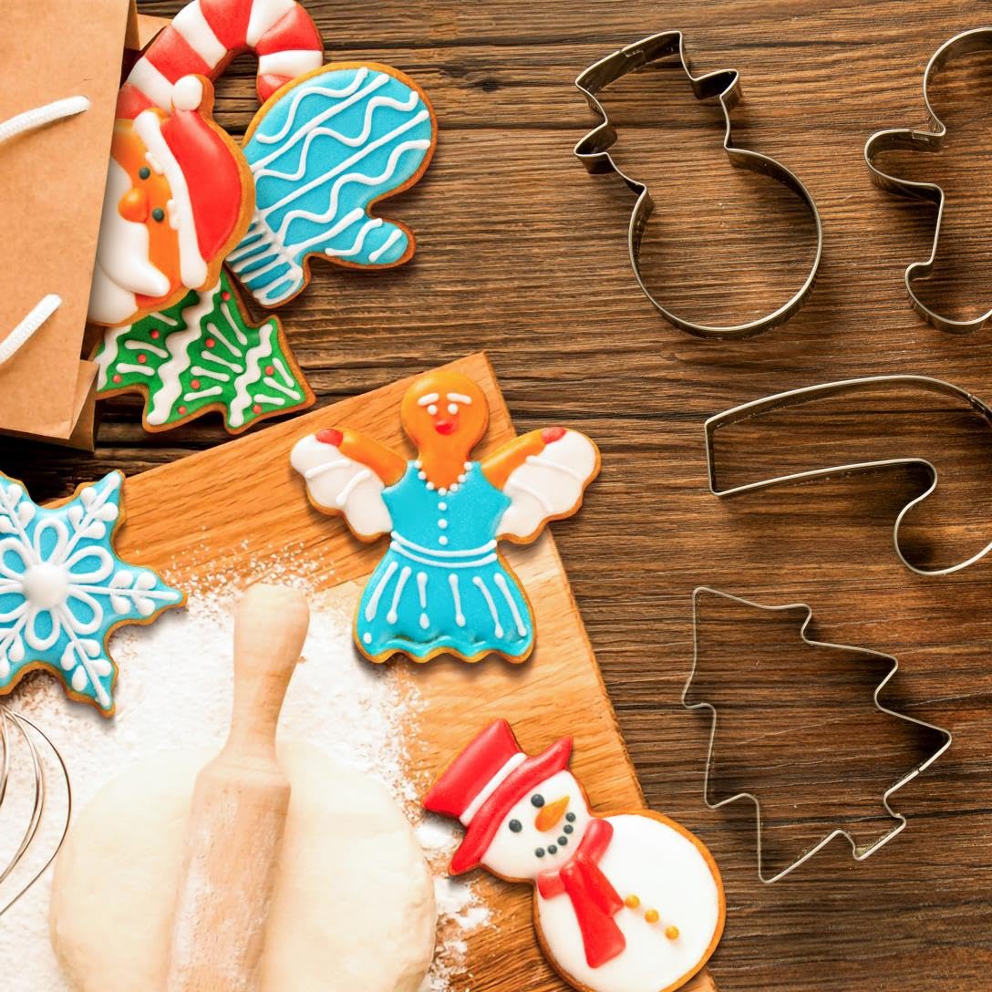 Christmas Cookie Cutters Set Of 9 Pieces, Wmtidene Cookie Cutters Shapes For Winter Holiday, Metal Cookie Cutters Includes Chris