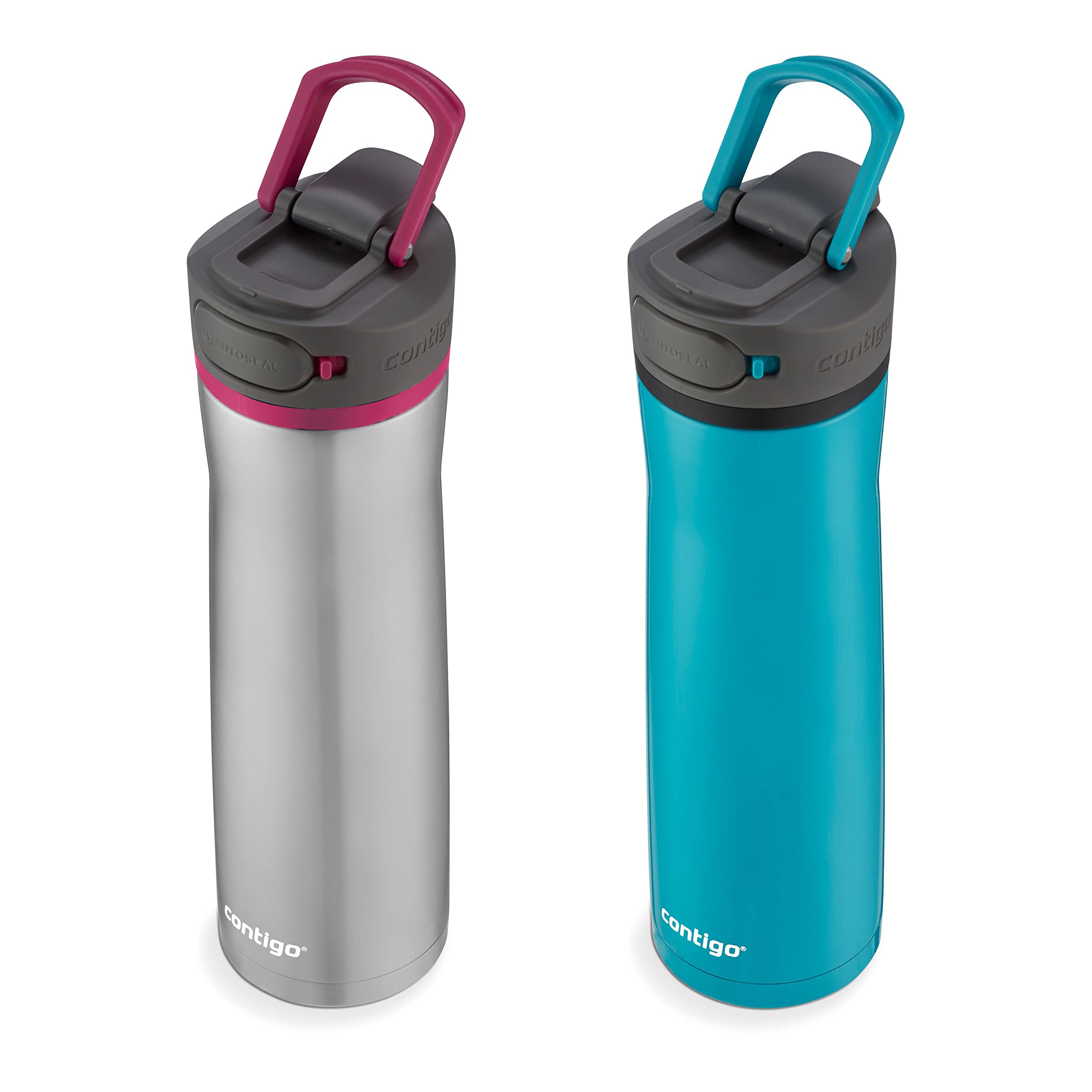 Contigo Cortland Chill 2.0 Water Bottle 24 oz, Stainless Steel, AUTOSEAL Lid, Juniper & Dragonfruit, 2-Pack
