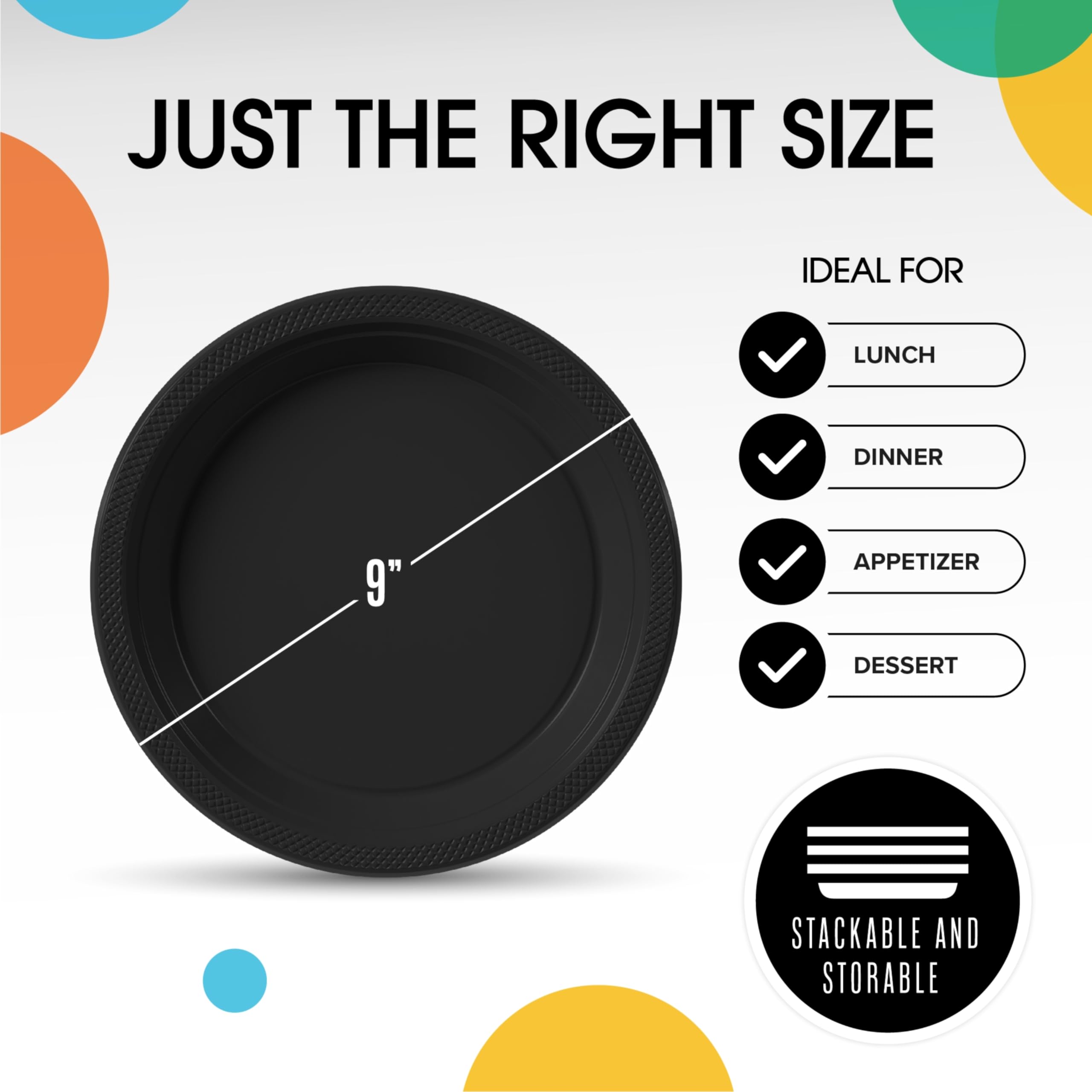 Exquisite Black Plastic Plates For Party 9 Black Disposable Plates For Party Supplies 50 Pcs Disposable Dinner Plate Heavy Dut